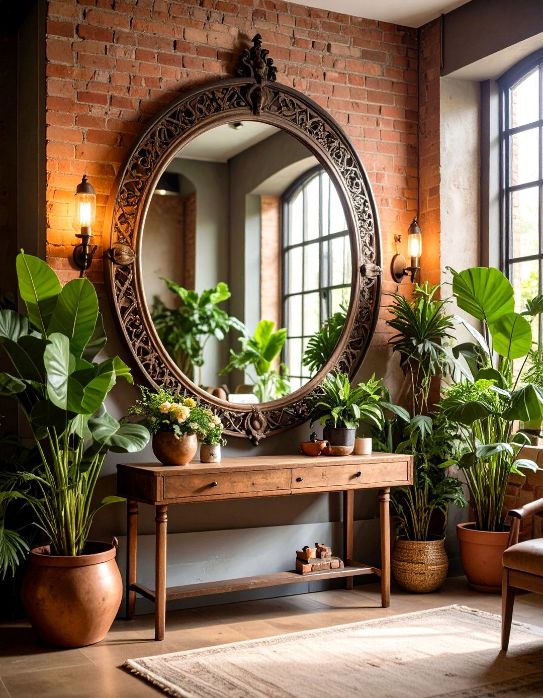 Industrial Metal Frame Mirror - 24 Entryway Mirror Ideas