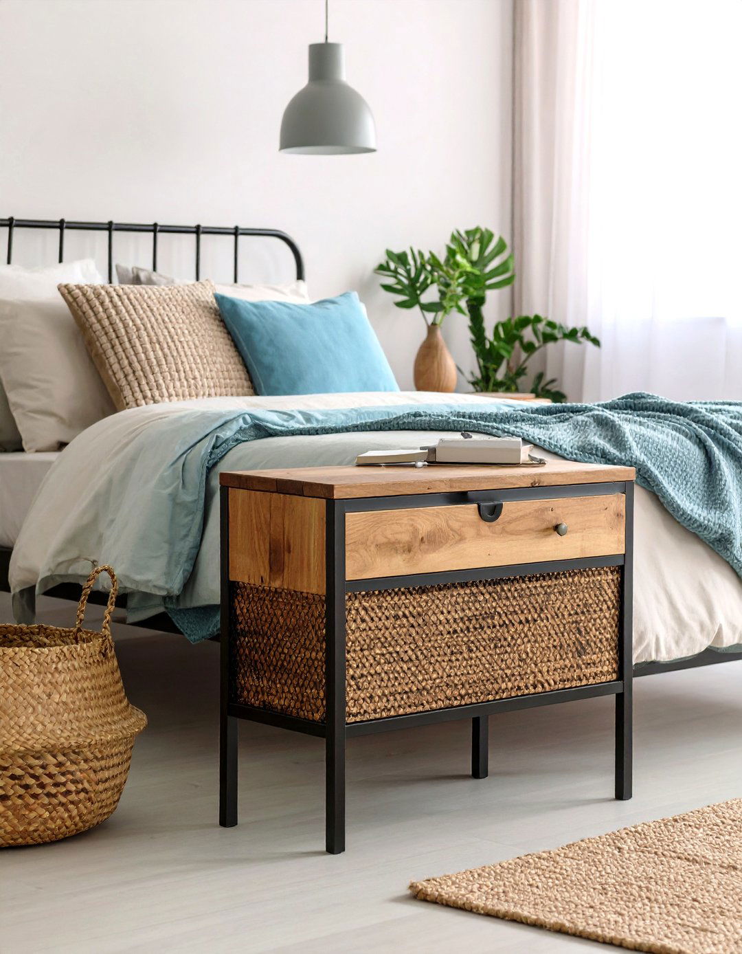 Industrial Metal Frame Nightstand - 24 Nightstand Ideas