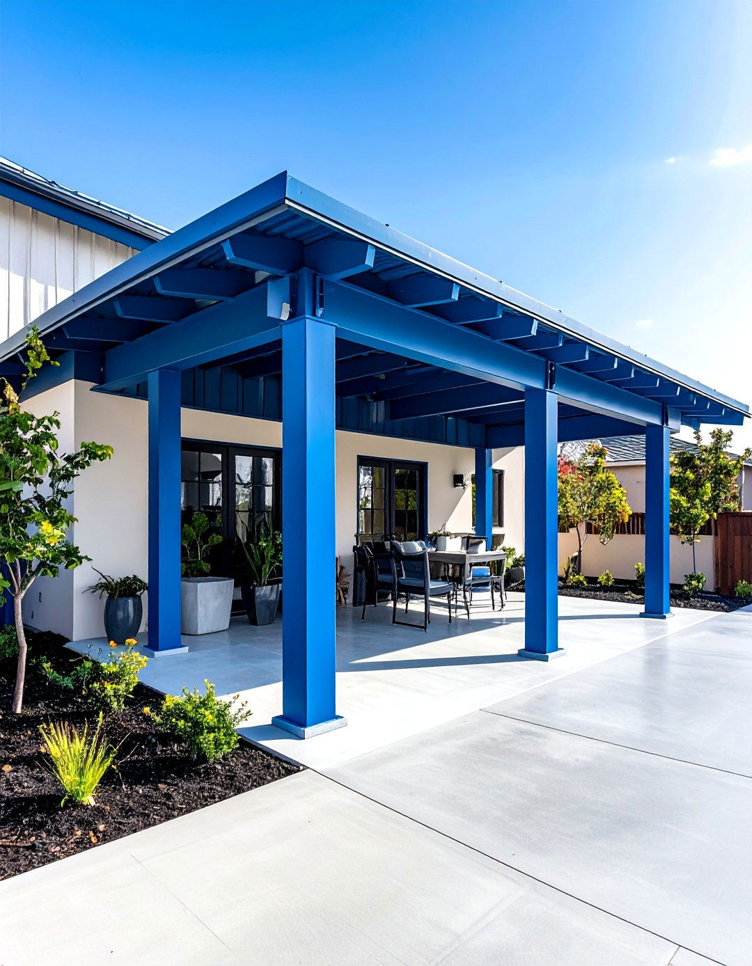 Industrial Metal Framework Car Porch Design - 24 Car Porch Design Ideas