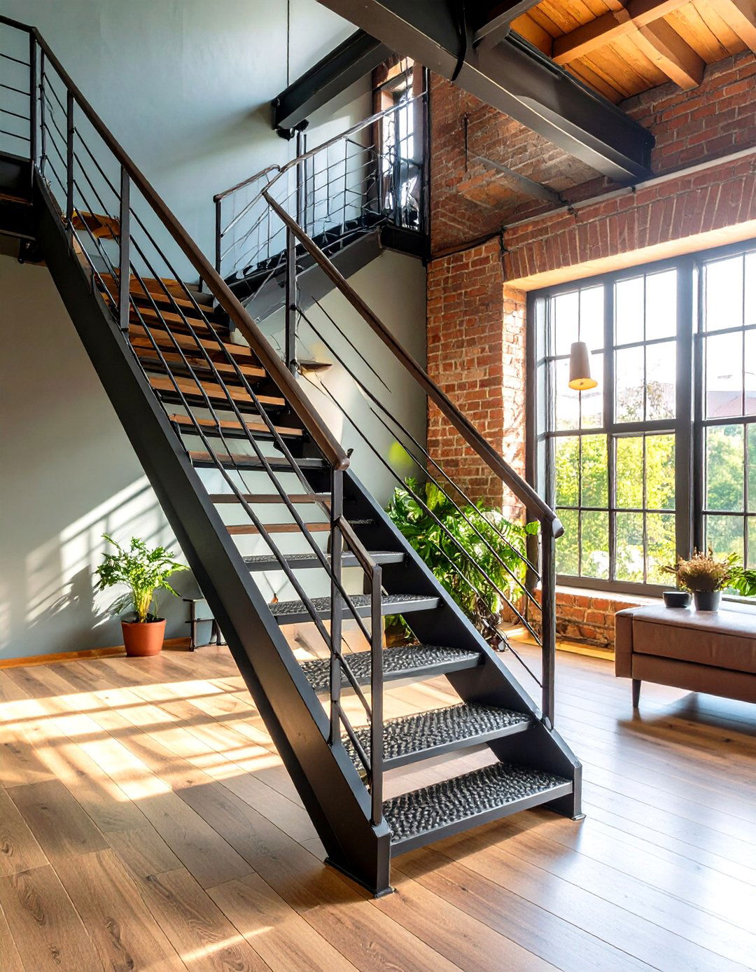 Industrial Metal Grid Staircase - 24 Staircase Ideas