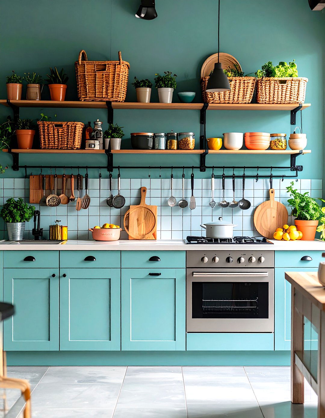 Industrial Metal Grid System - 24 Kitchen Wall Decor Ideas
