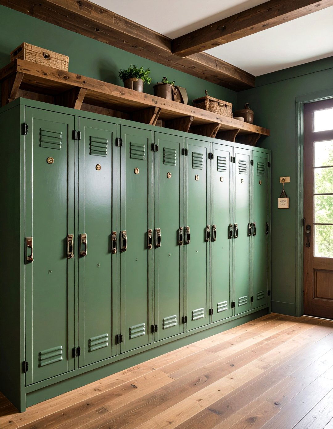 Industrial Metal Locker Storage - 24 Farmhouse Entryway Ideas
