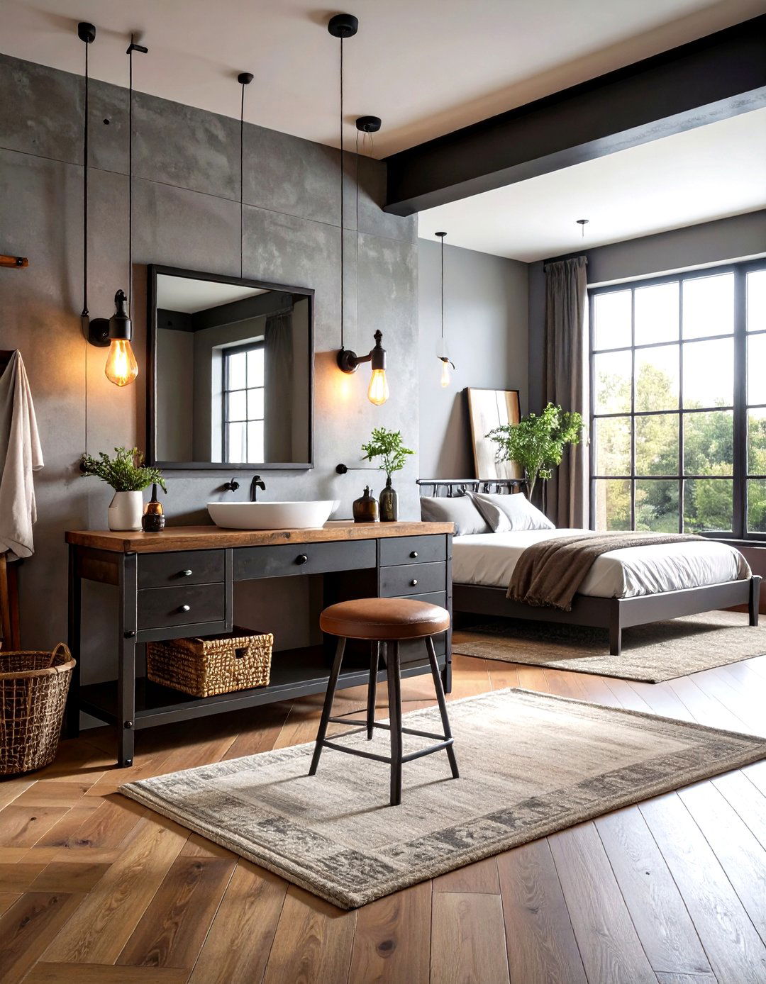 Industrial Metal and Pipe Framework - 24 Makeup Room Ideas