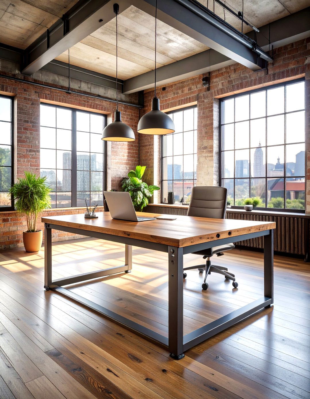 Industrial Metal and Wood Floating Desk - 24 Floating Desk Ideas
