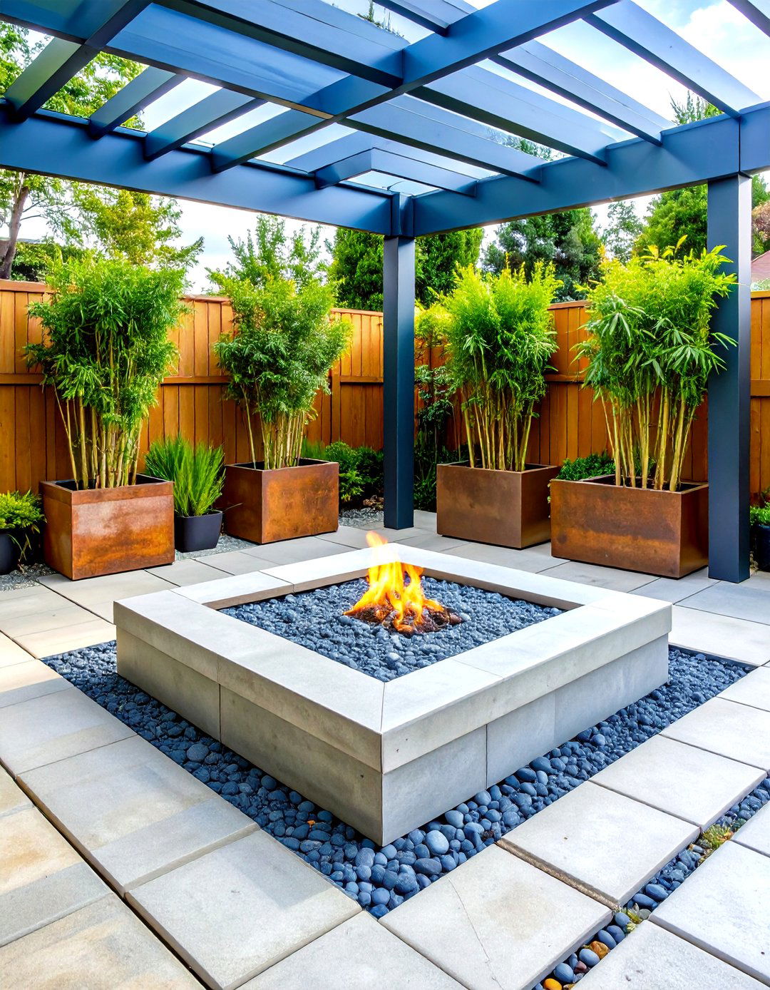 Industrial Modern Square Firepit Design - 24 Patio Ideas With Firepit
