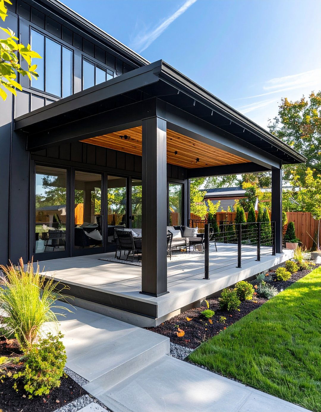 Industrial Modern Steel Framework - 24 Raised Ranch Front Porch Ideas