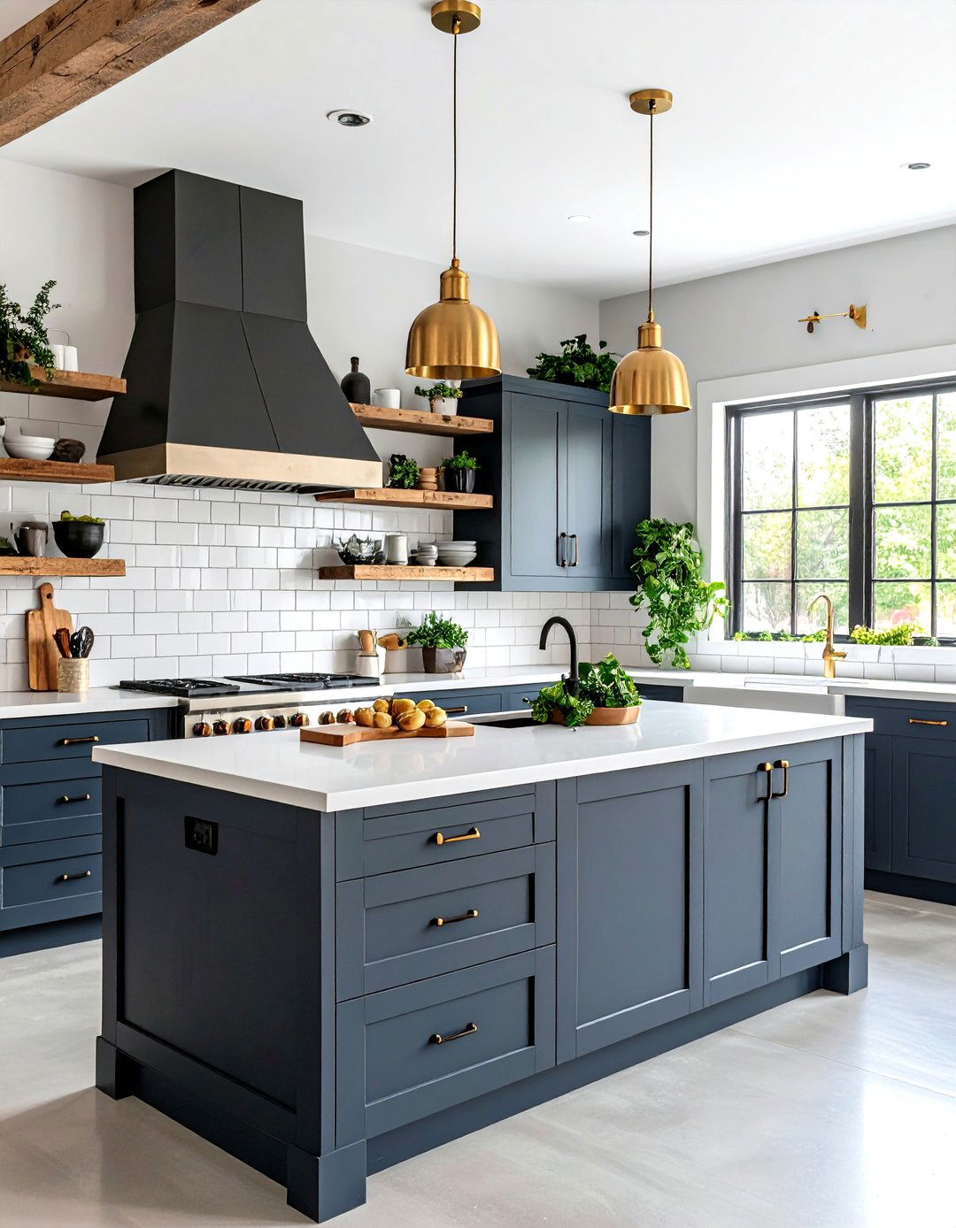 Industrial Modern with Black Steel and Gold Fixtures - 24 black white and gold kitchen ideas