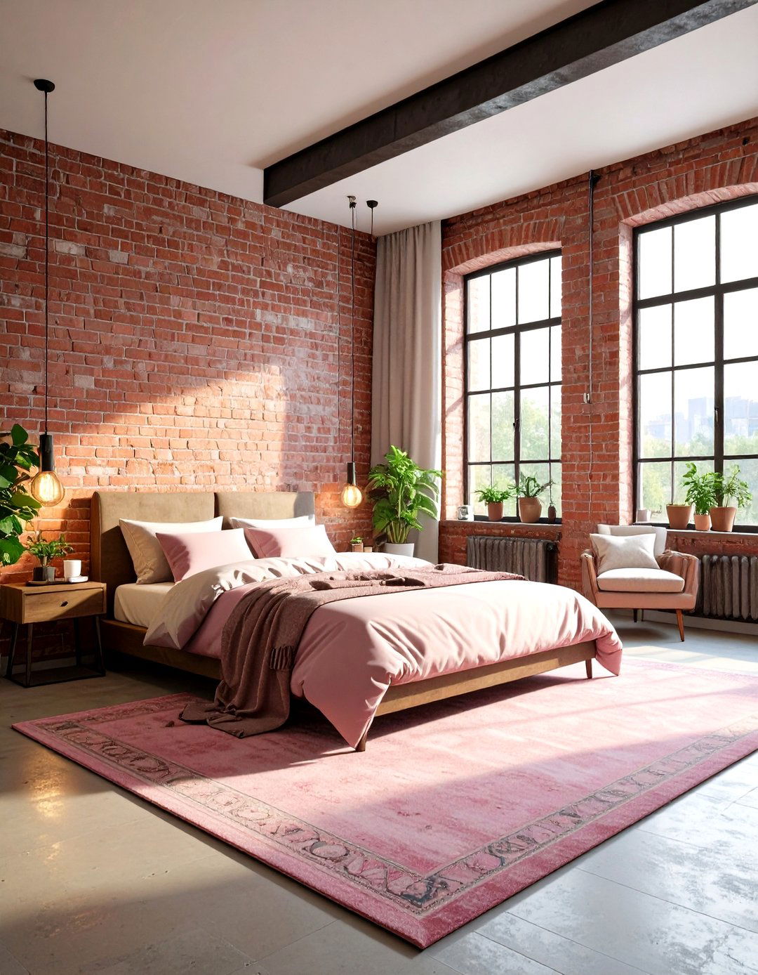 Industrial Modern with Soft Pink Touches - 24 Pink and Grey Bedroom Ideas
