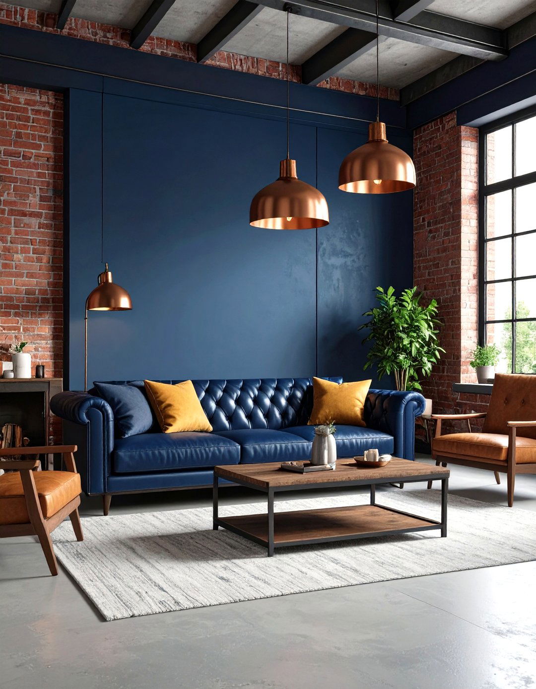 Industrial Navy Living Room - 24 Navy Living Room Ideas