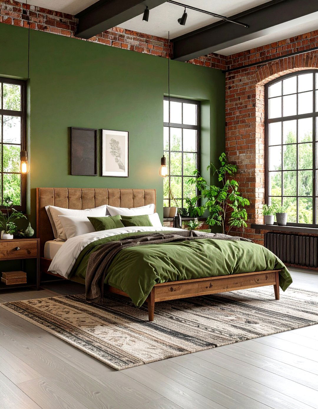 Industrial Olive Green Bedroom Loft - 24 Olive Green Bedroom Ideas