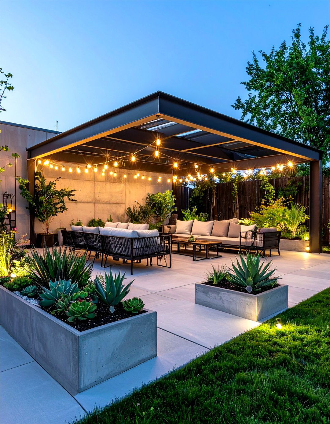 Industrial Patio with Metal and Concrete Accents - 24 Patio Decor Ideas