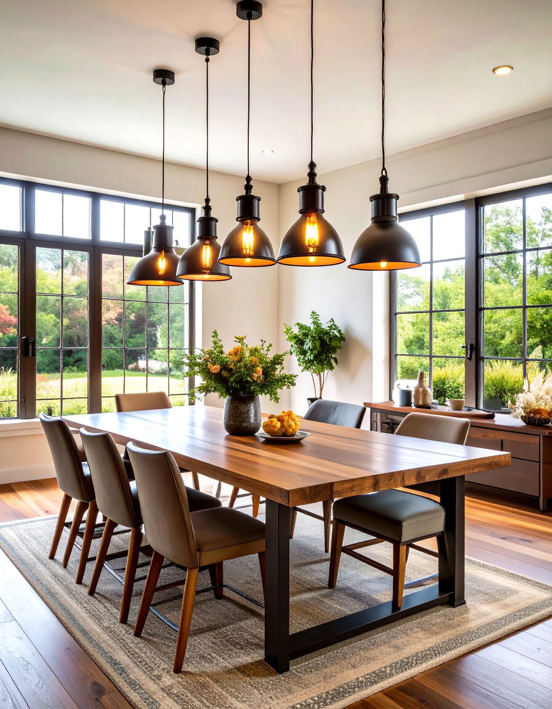 Industrial Pendant Lighting Fixtures - 24 Rustic Dining Room Ideas