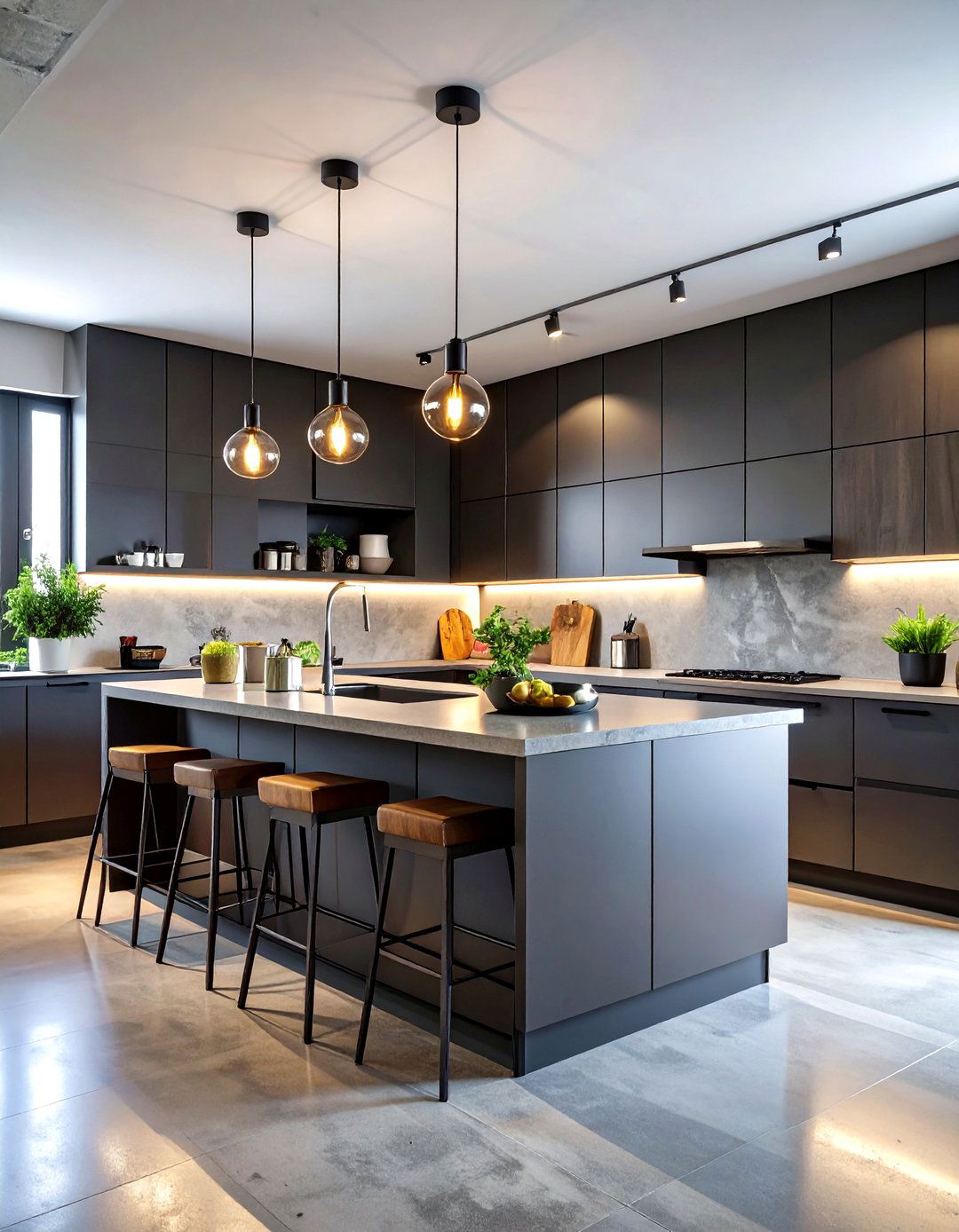 Industrial Peninsula with Concrete Countertops - 24 Kitchen Peninsula Ideas