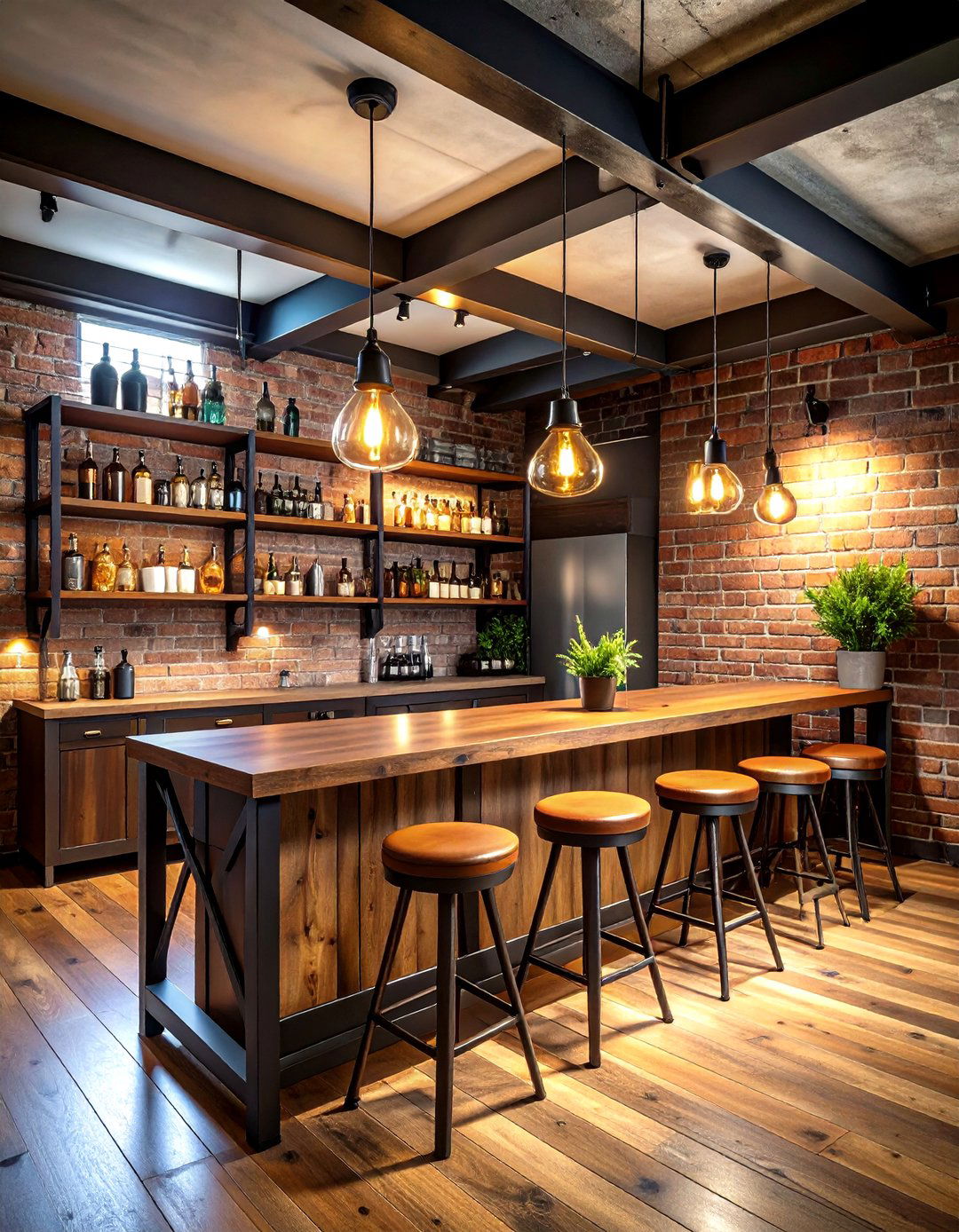 Industrial Pipe Bar Framework - 24 Home Bar Ideas On A Budget