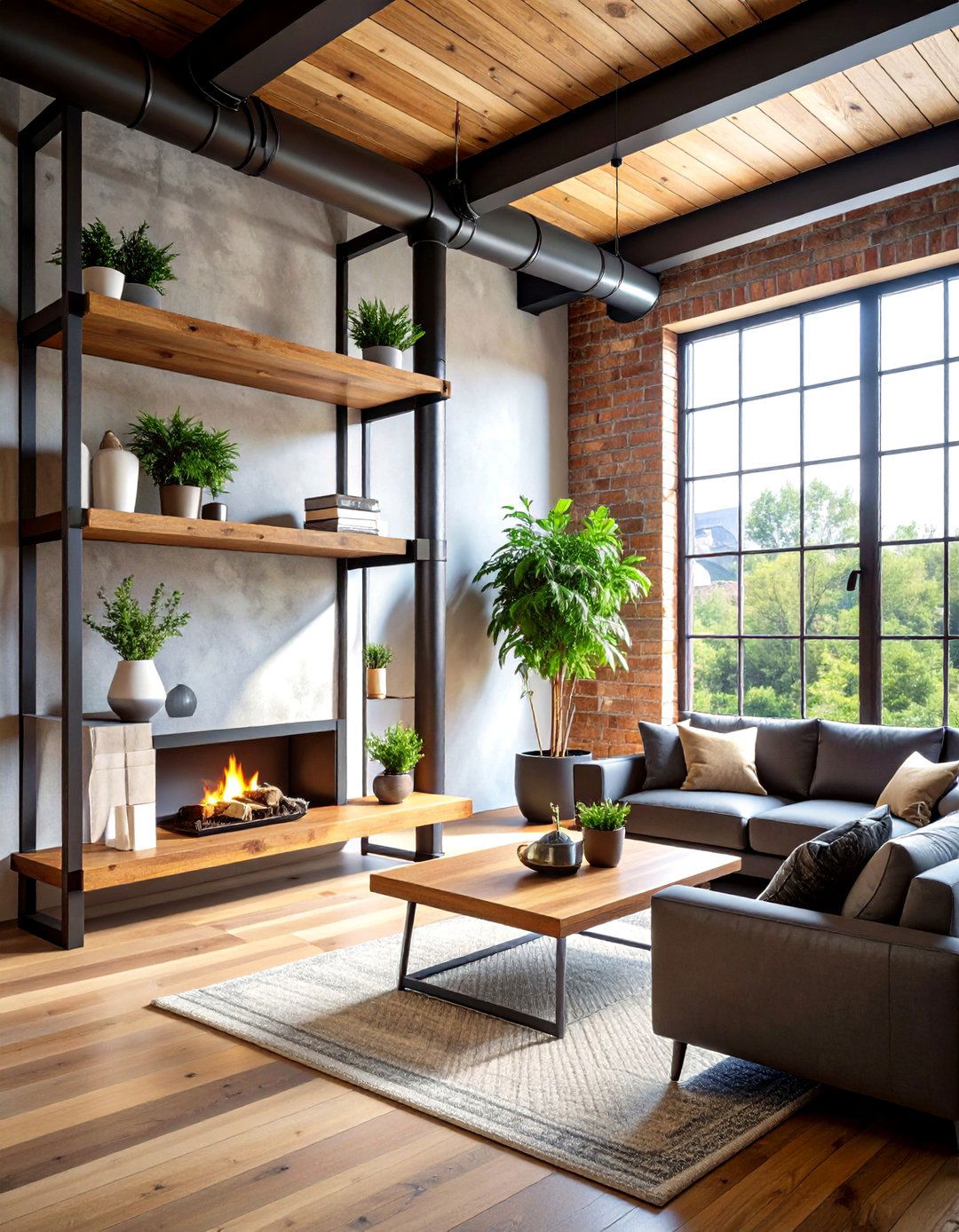 Industrial Pipe Mantel Framework - 24 Faux Fireplace Ideas