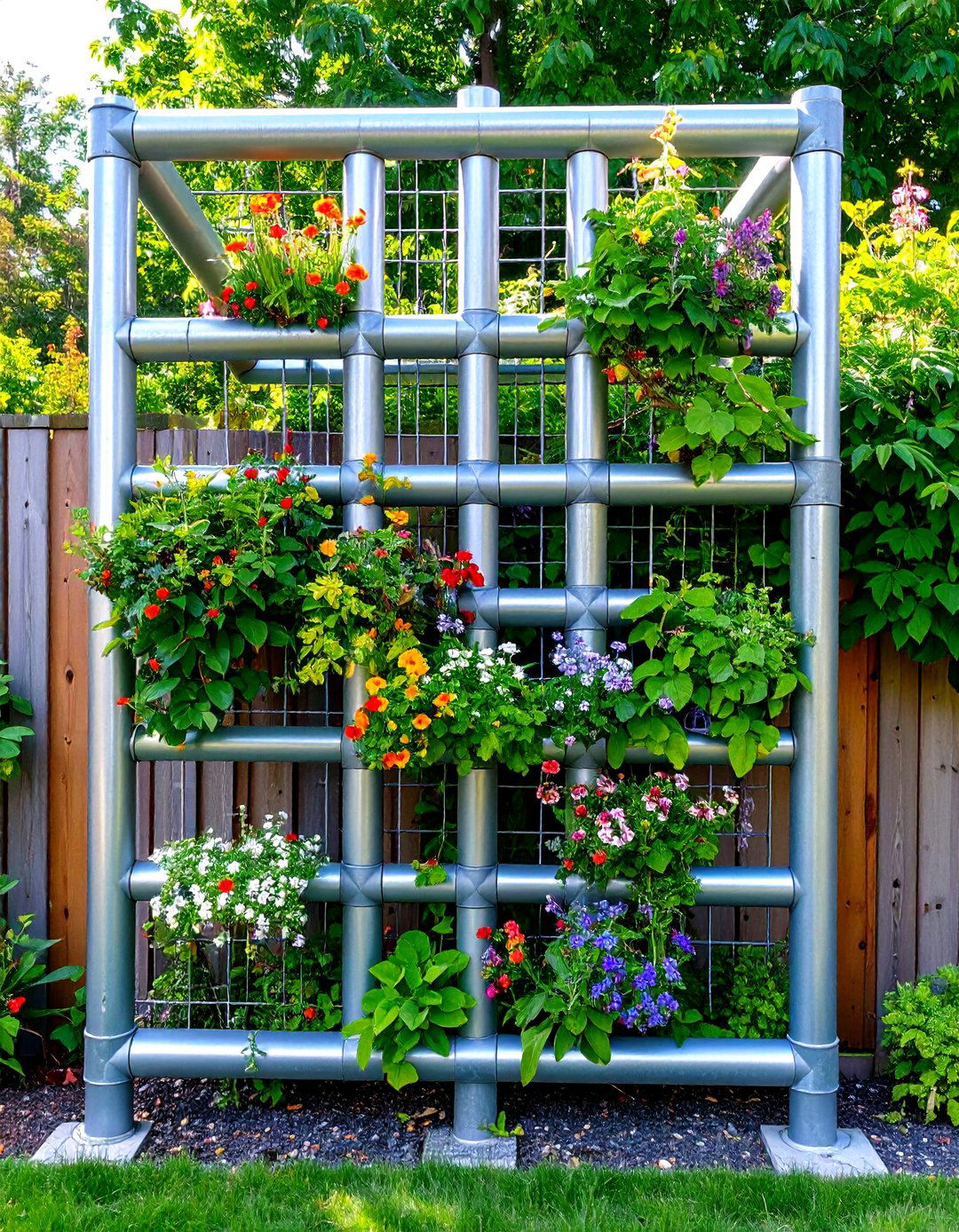 Industrial Pipe Sculpture Framework - 24 Fence Art Ideas