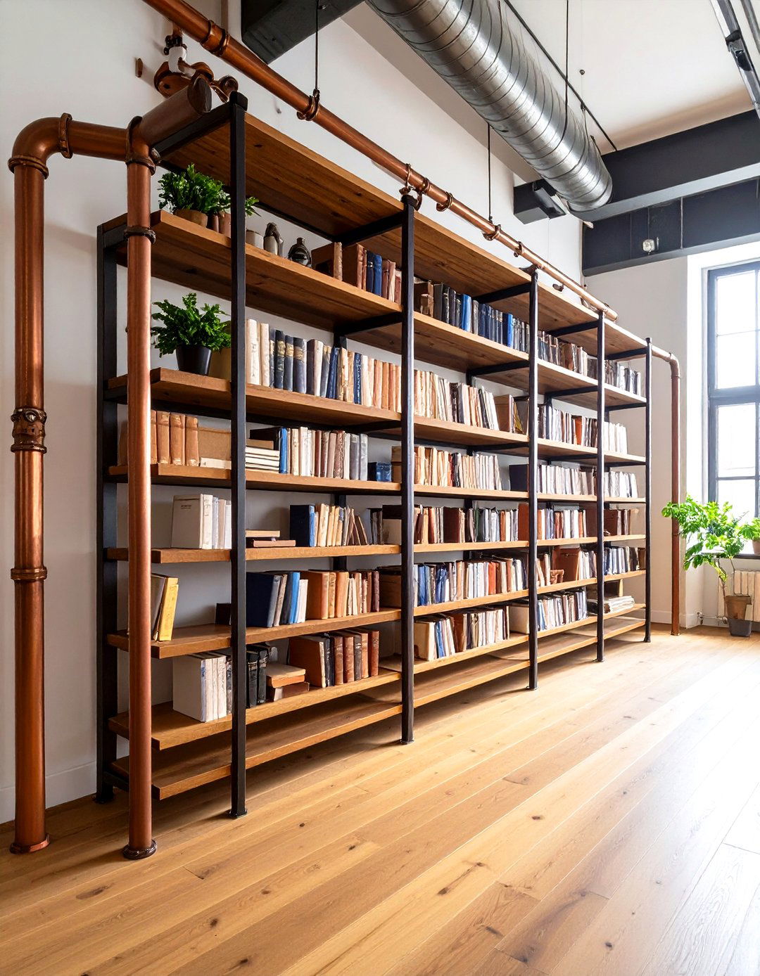 Industrial Pipe Shelving Systems - 24 Steampunk Interior Design Ideas