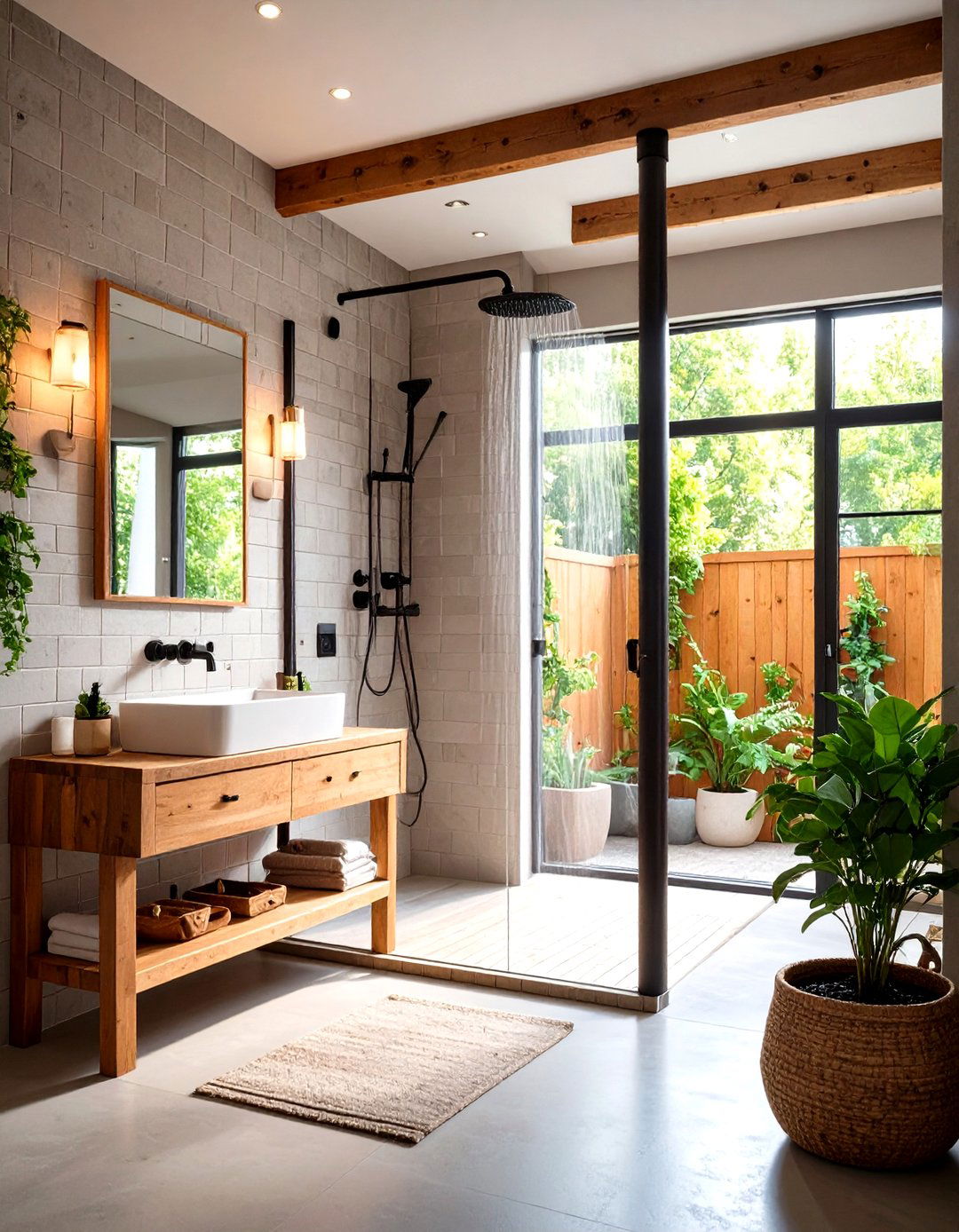 Industrial Pipe Shower Modern Farmhouse Bathroom Design - 24 Modern Farmhouse Bathroom Ideas