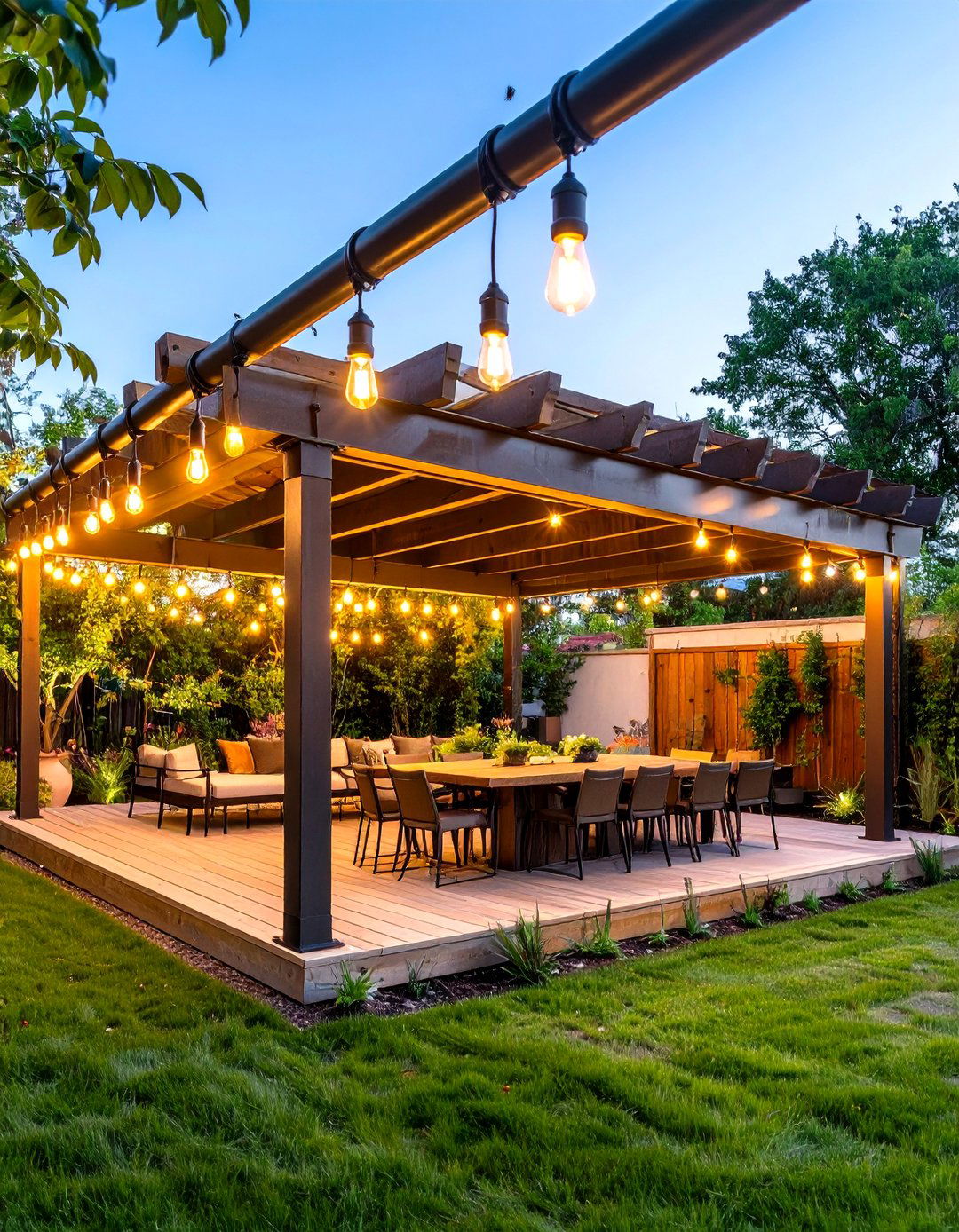 Industrial Pipe and Edison Bulb Wall Lighting - 24 Outdoor Wall Decor Ideas