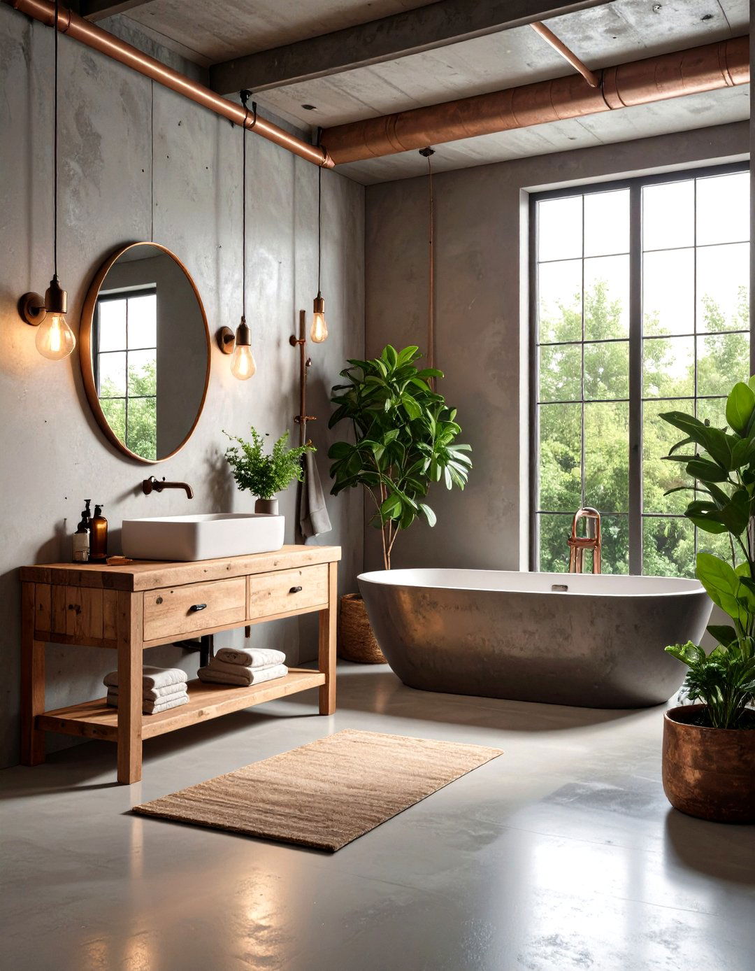 Industrial Powder Room with Exposed Pipe Features - 24 Powder Room Ideas