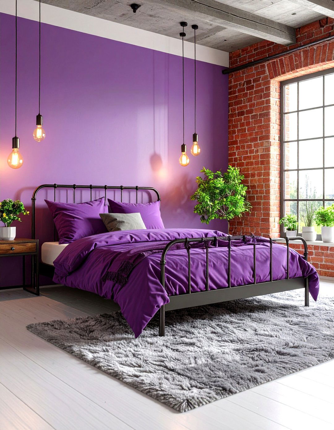 Industrial Purple Loft Bedroom - 24 Dark Purple Bedroom Ideas