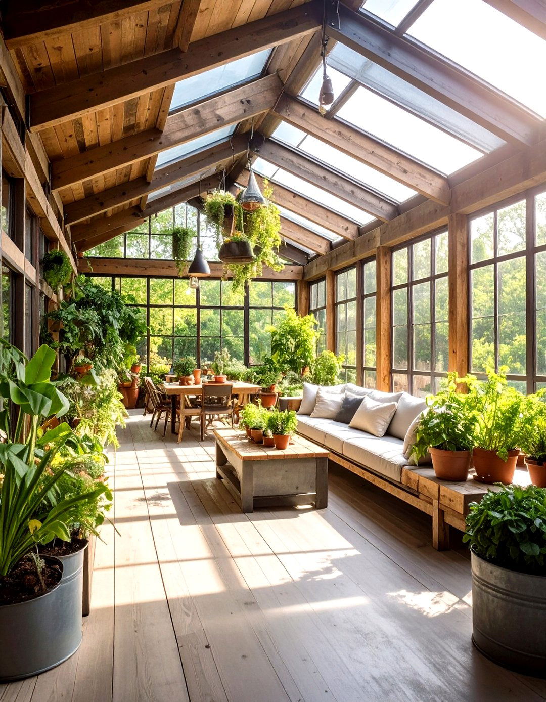 Industrial Rustic Hybrid Sunroom - 24 Rustic Sunroom Ideas