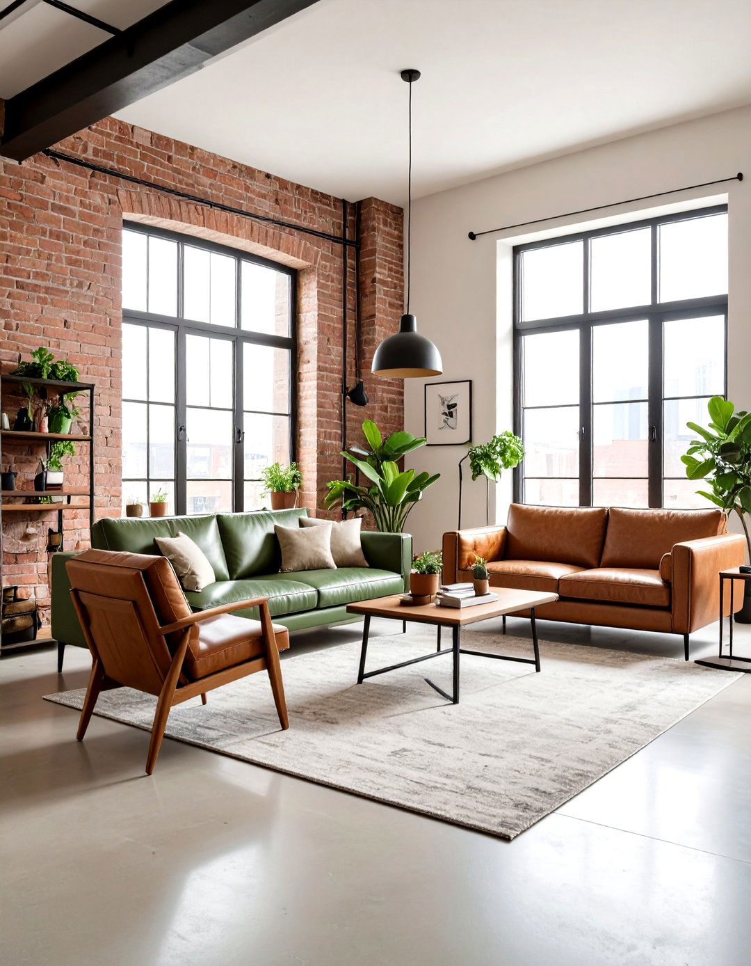Industrial Sage Green and Cream Loft - 24 sage green and cream living room ideas