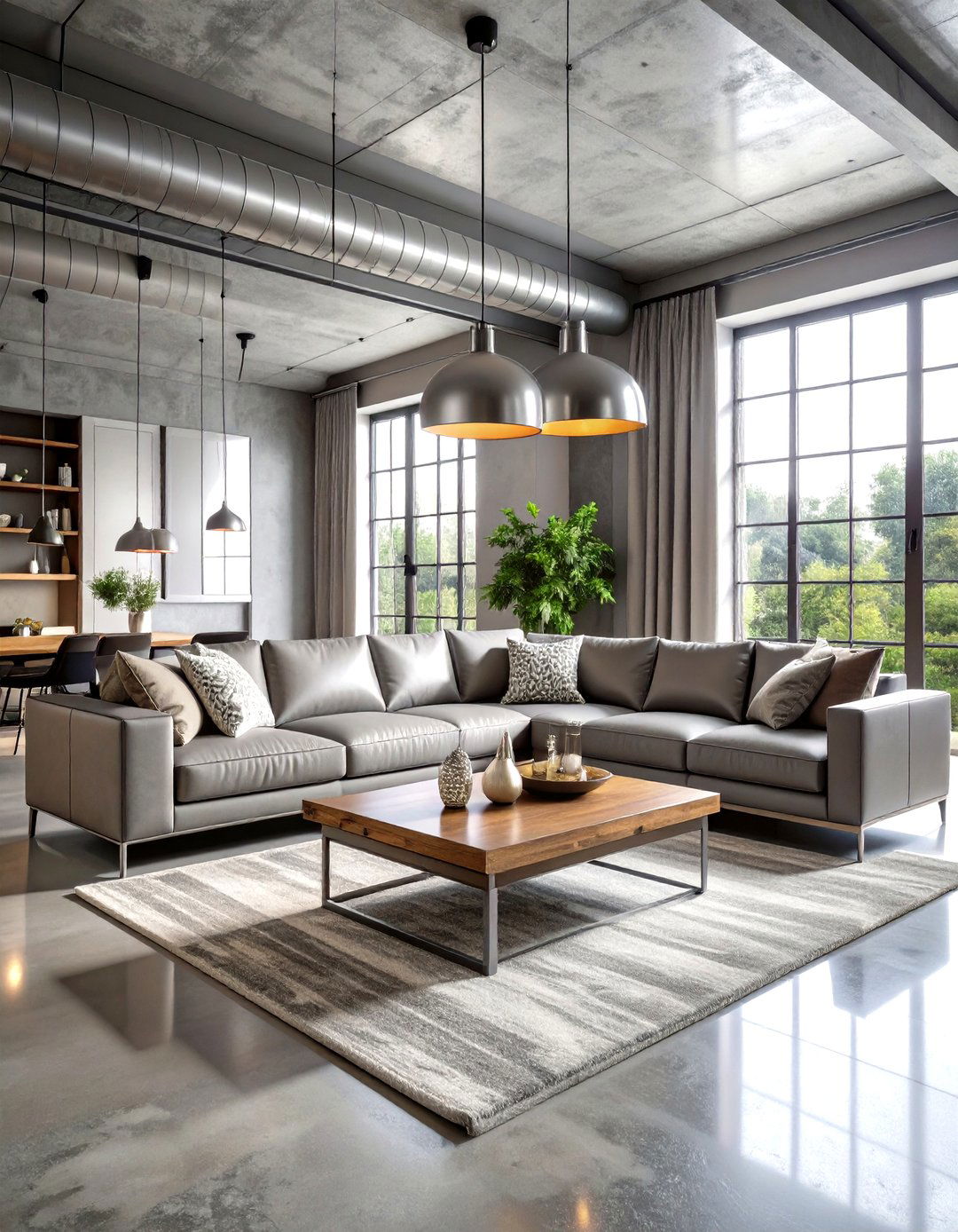 Industrial Silver Accent Living Room Design - 24 Silver Living Room Ideas