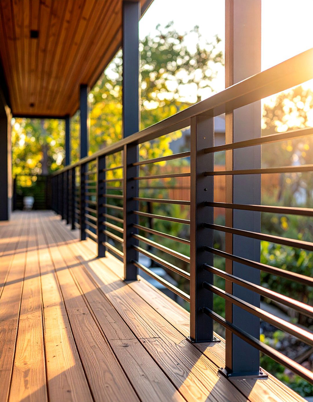 Industrial Steel Bar Railings - 24 Metal Deck Railing Ideas