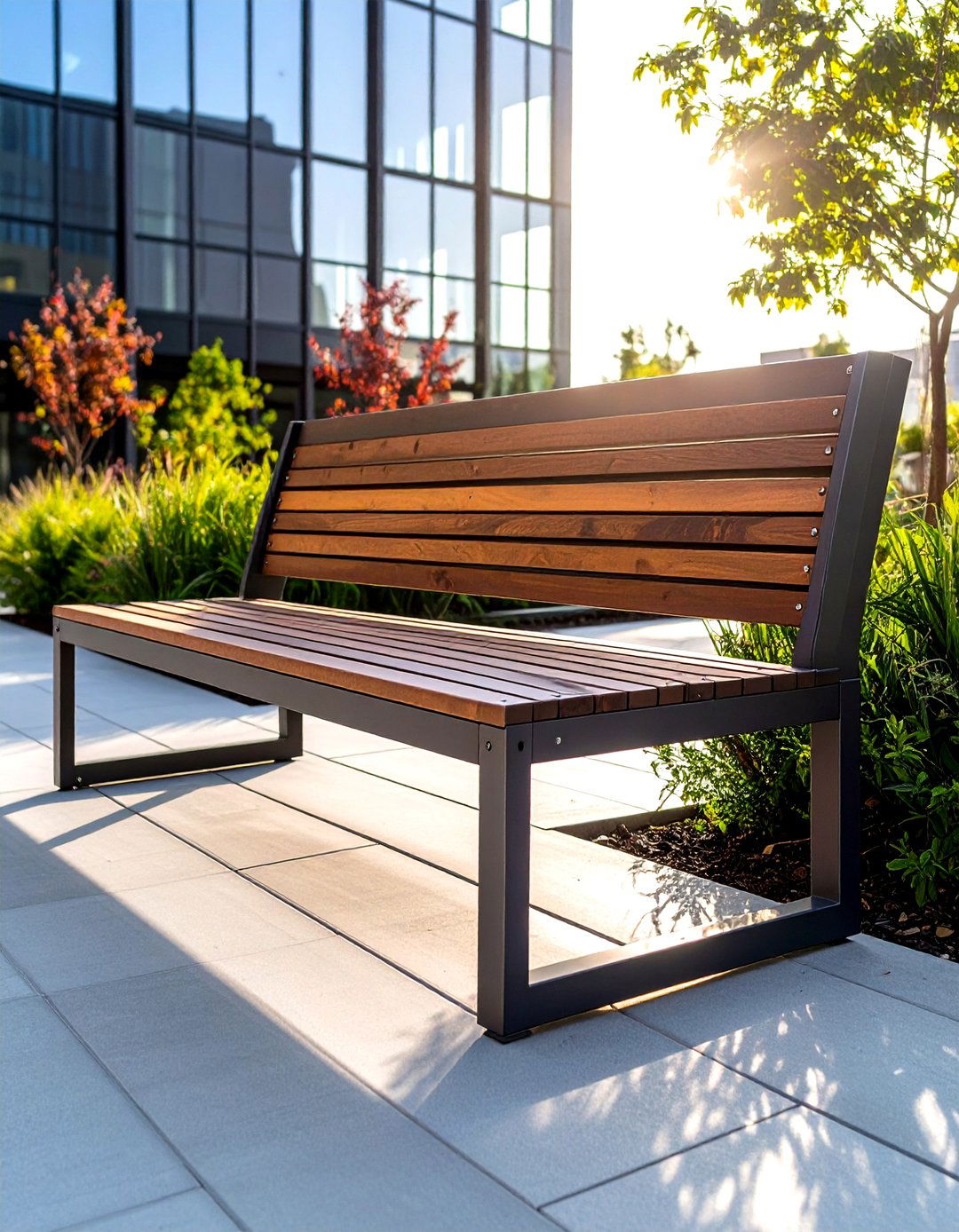 Industrial Steel Bench - 24 Garden Bench Ideas
