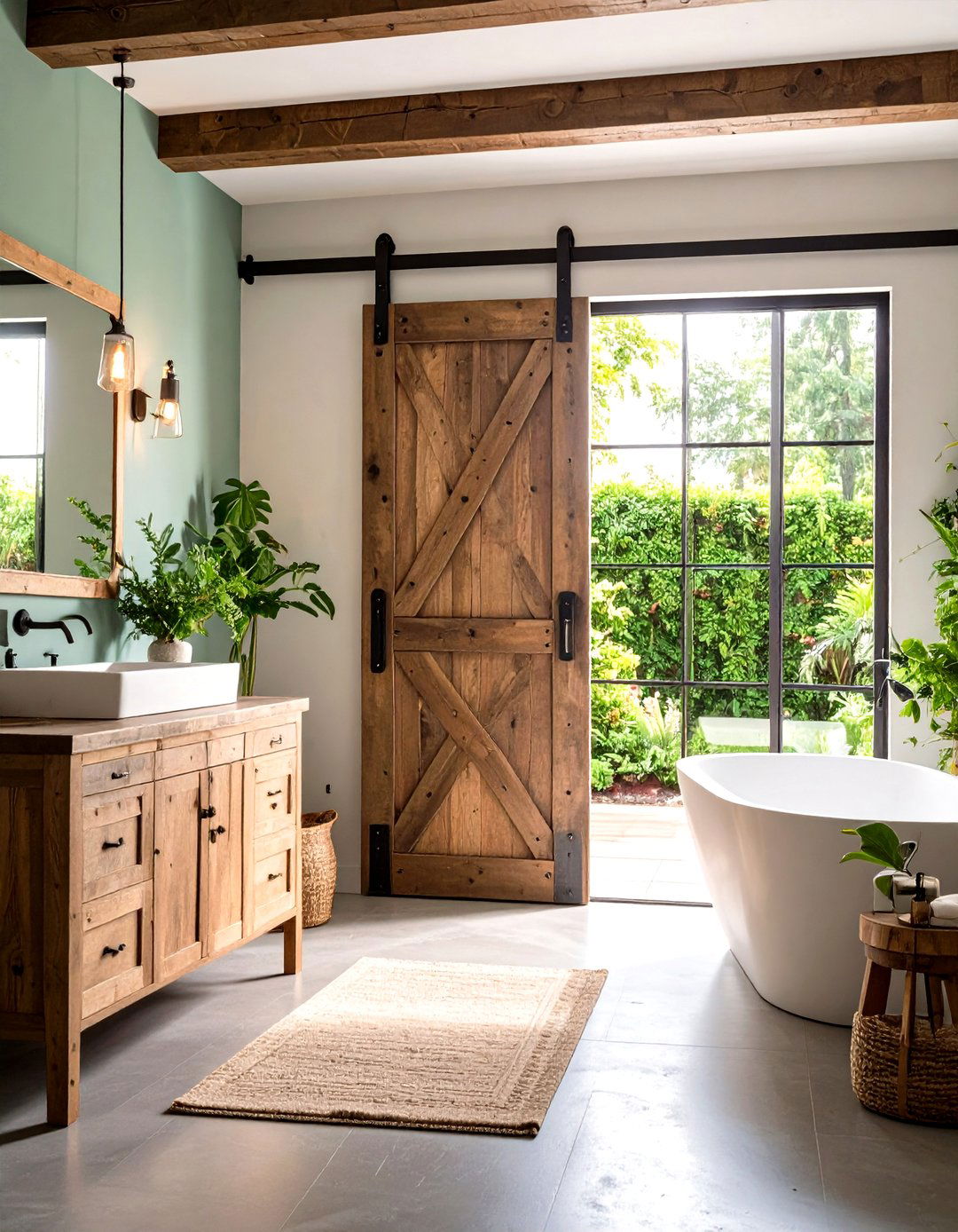 Industrial Steel Frame Bathroom Barn Door