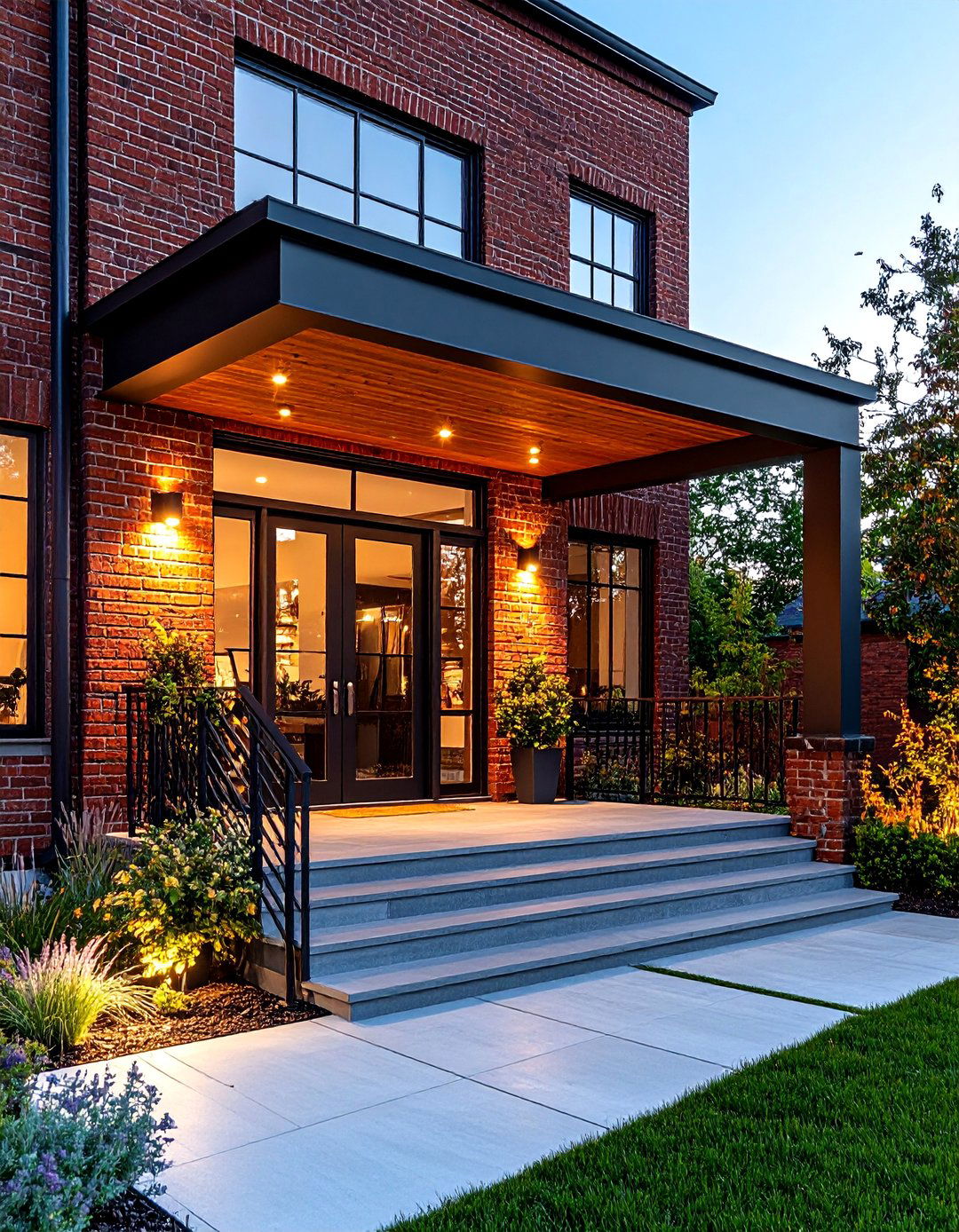 Industrial Style Brick Porch - 24 Brick Porch Ideas