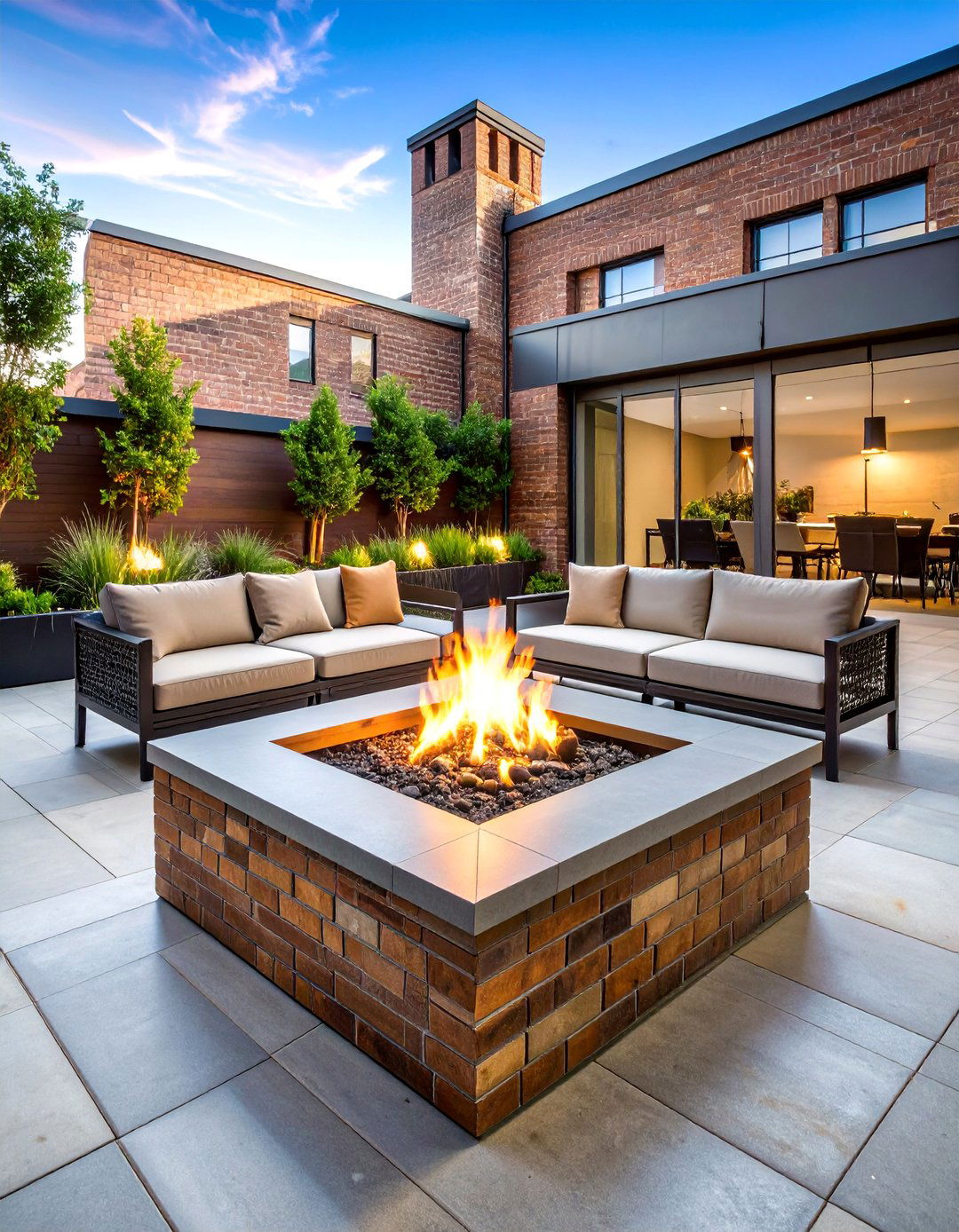 Industrial Style Exposed Brick Fire Pit - 24 Brick Fire Pit Ideas