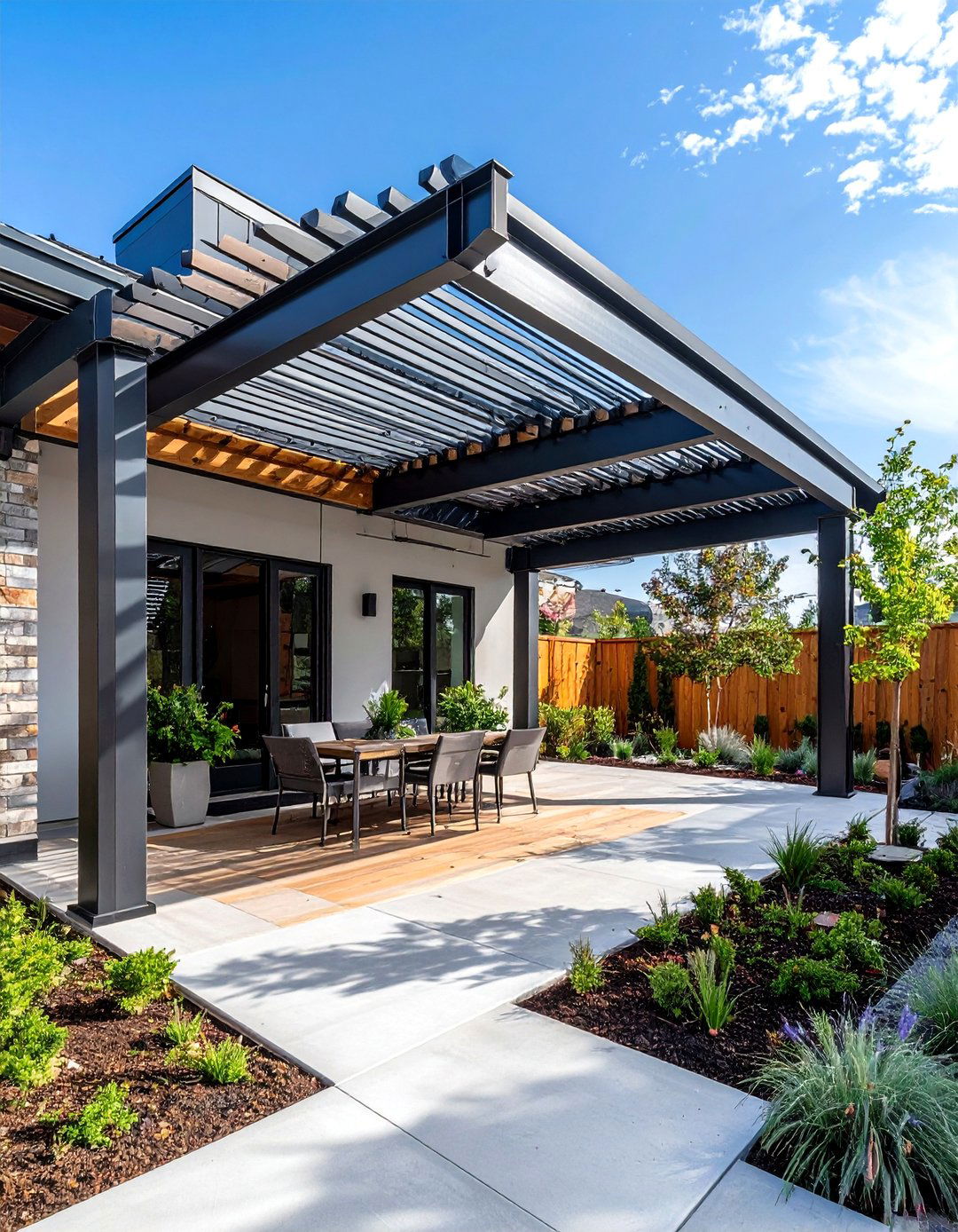 Industrial Style Front Porch Pergola - 24 Front Porch Pergola Ideas