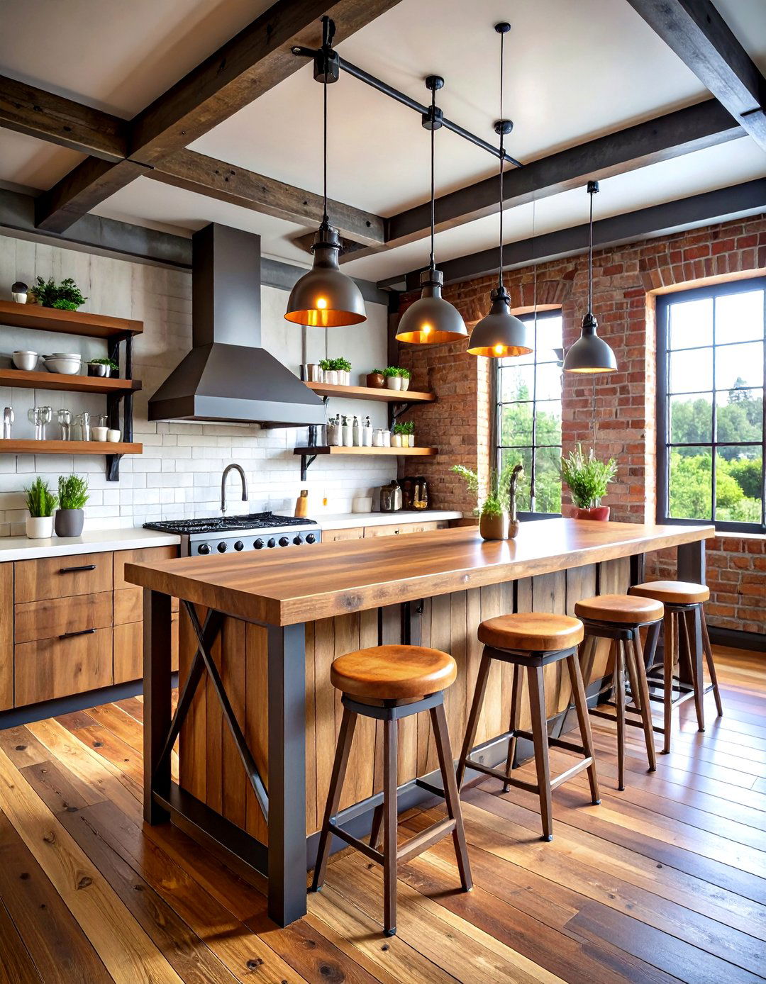 Industrial Style Metal and Wood Bar - 24 Kitchen Bar Ideas