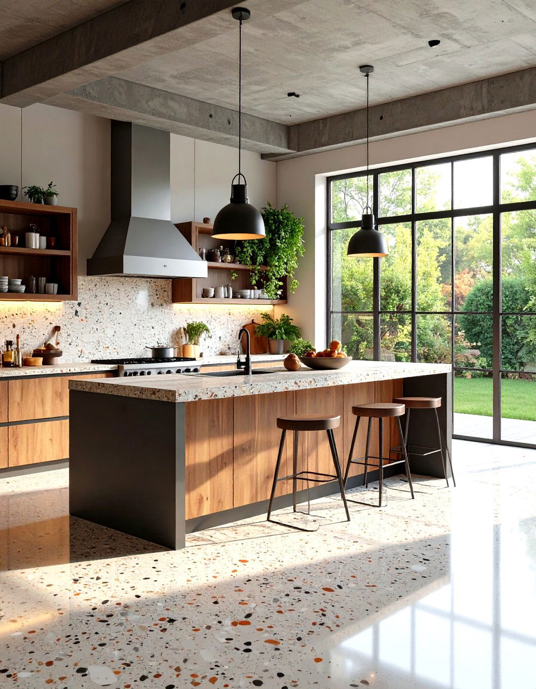 Industrial Style Terrazzo Kitchen Design - 24 Terrazzo Kitchen Floor Ideas