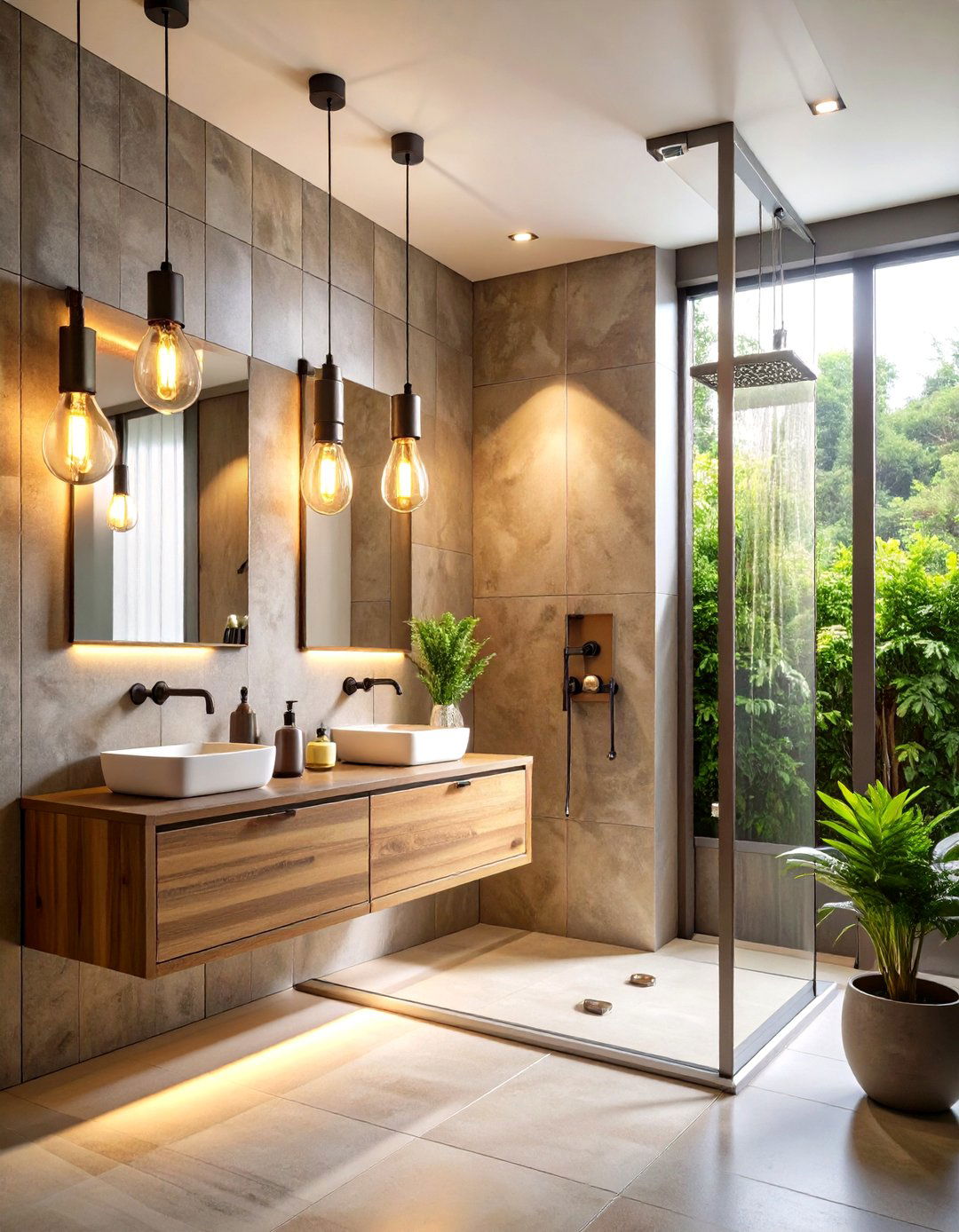 Industrial Style Wall Sconces with Exposed Edison Bulbs - 24 Shower Lighting Ideas
