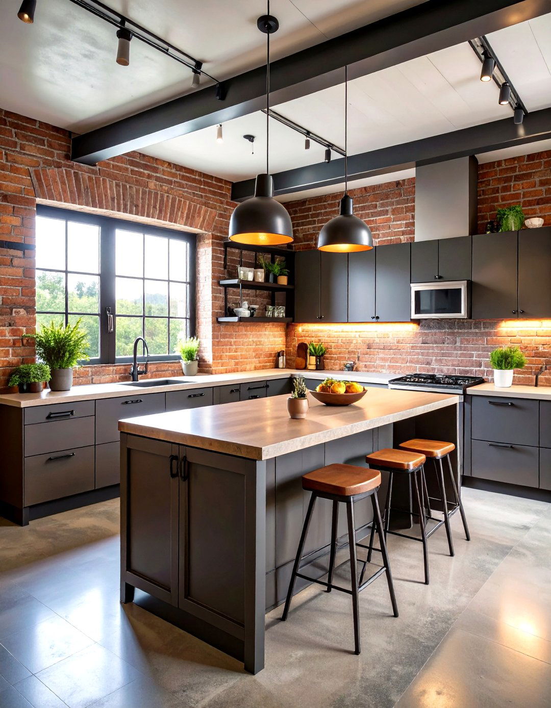 Industrial Style with Metal Gray Cabinets - 24 Gray and Black Kitchen Ideas