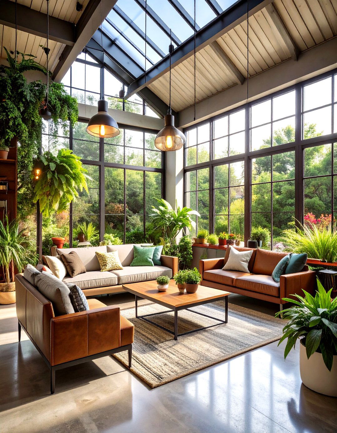 Industrial Sunroom with Metal Accents and Exposed Structure - 24 Sunroom Ideas