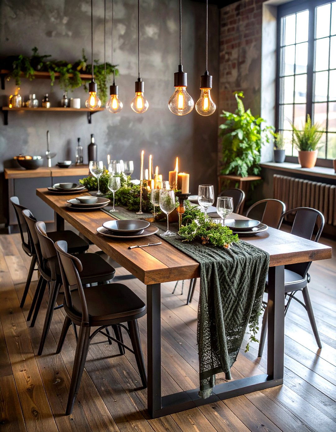 Industrial Table Runner with Metal Mesh Accents - 24 Table Runner Ideas