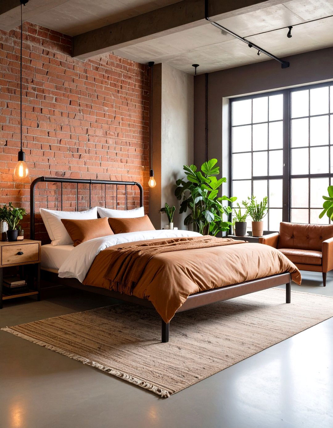 Industrial Tan Loft Bedroom - 24 Tan Bedroom Ideas