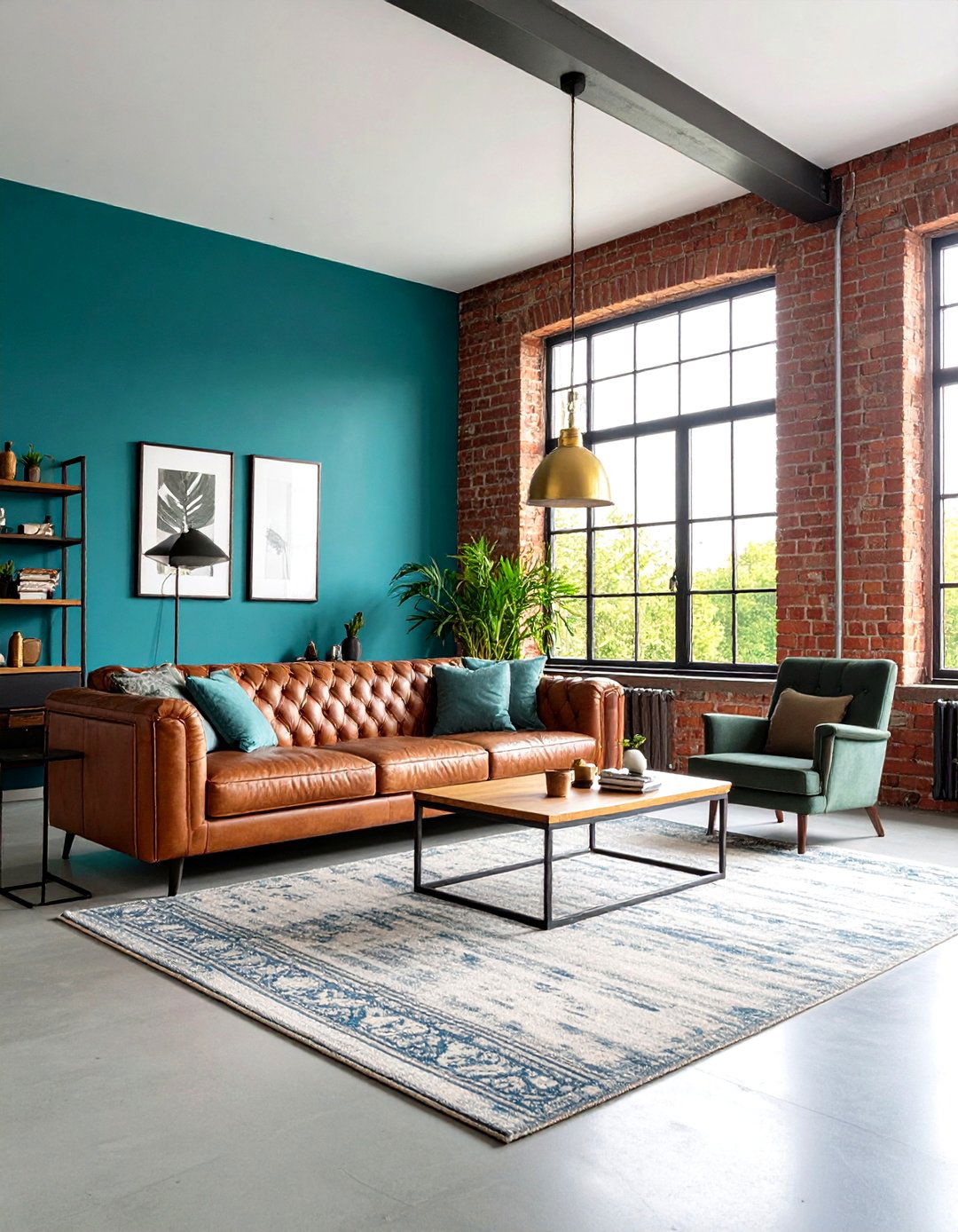 Industrial Teal Living Room - 24 Teal Living Room Ideas