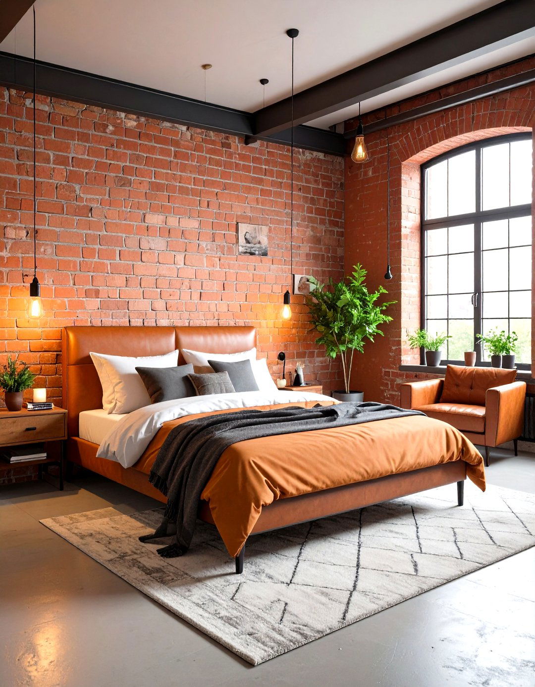 Industrial Terracotta Bedroom with Metal Accents - 24 Terracotta Bedroom Ideas