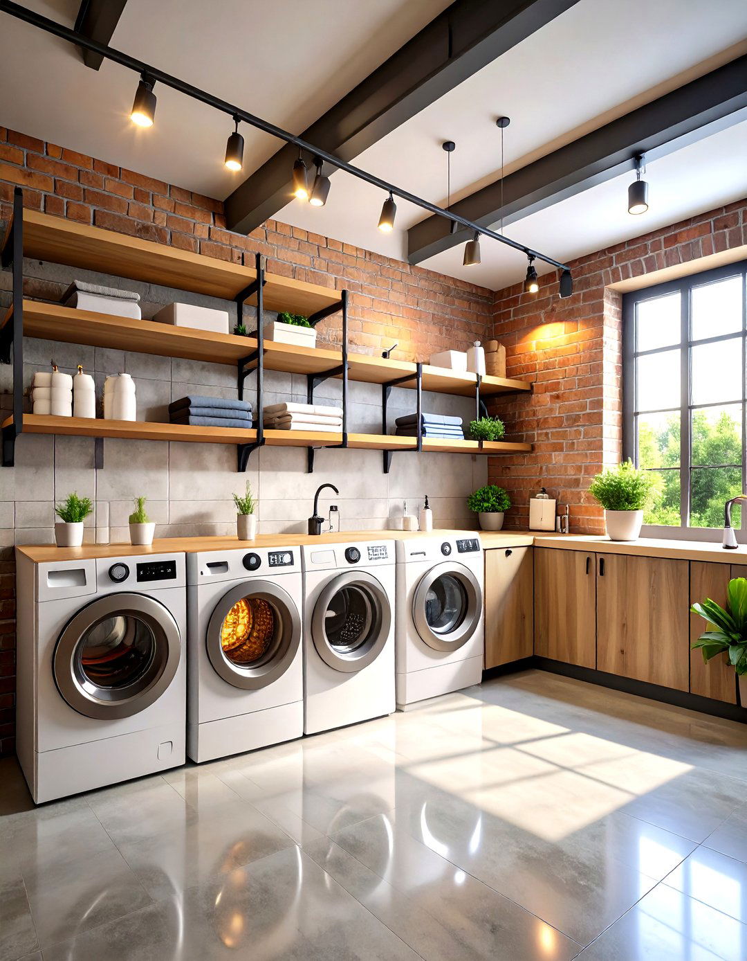 Industrial Track Lighting System - 24 Laundry Room Lighting Ideas