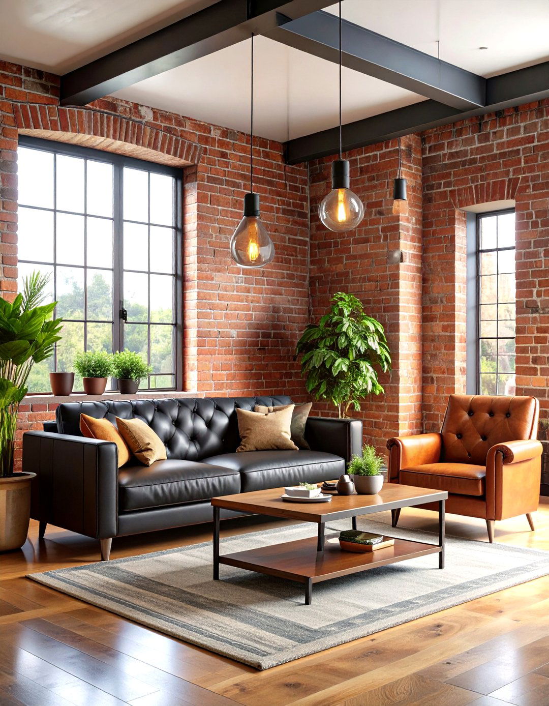 Industrial Urban Loft - 24 Living Room Ideas With Black Couches