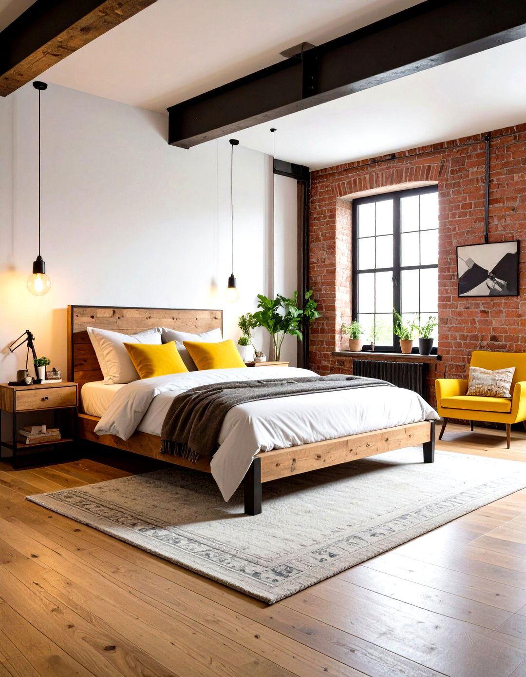 Industrial Yellow Accent Bedroom - 24 Yellow Bedroom Ideas