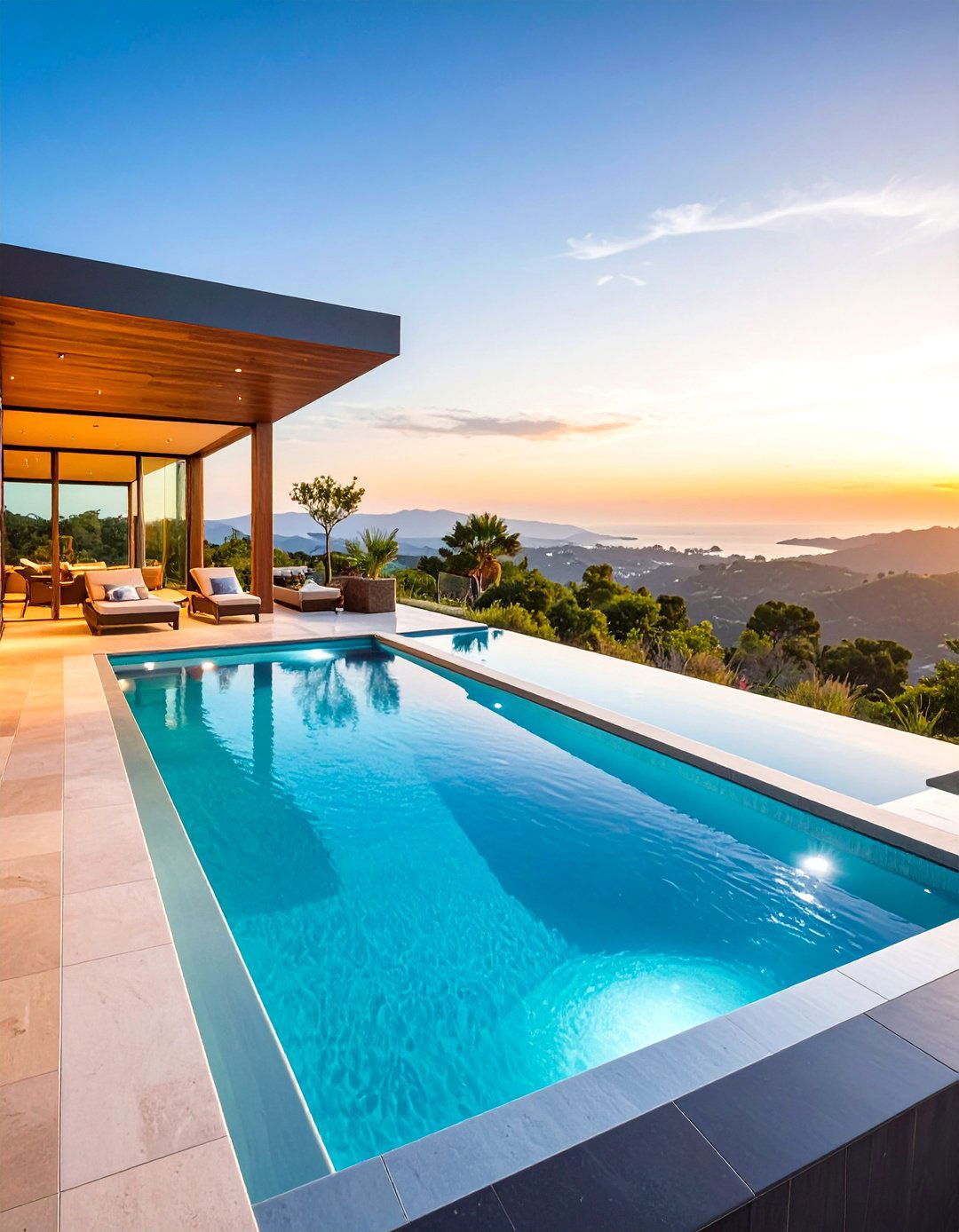 Infinity Edge Spa Feature - 24 Rectangle Pool With Hot Tub