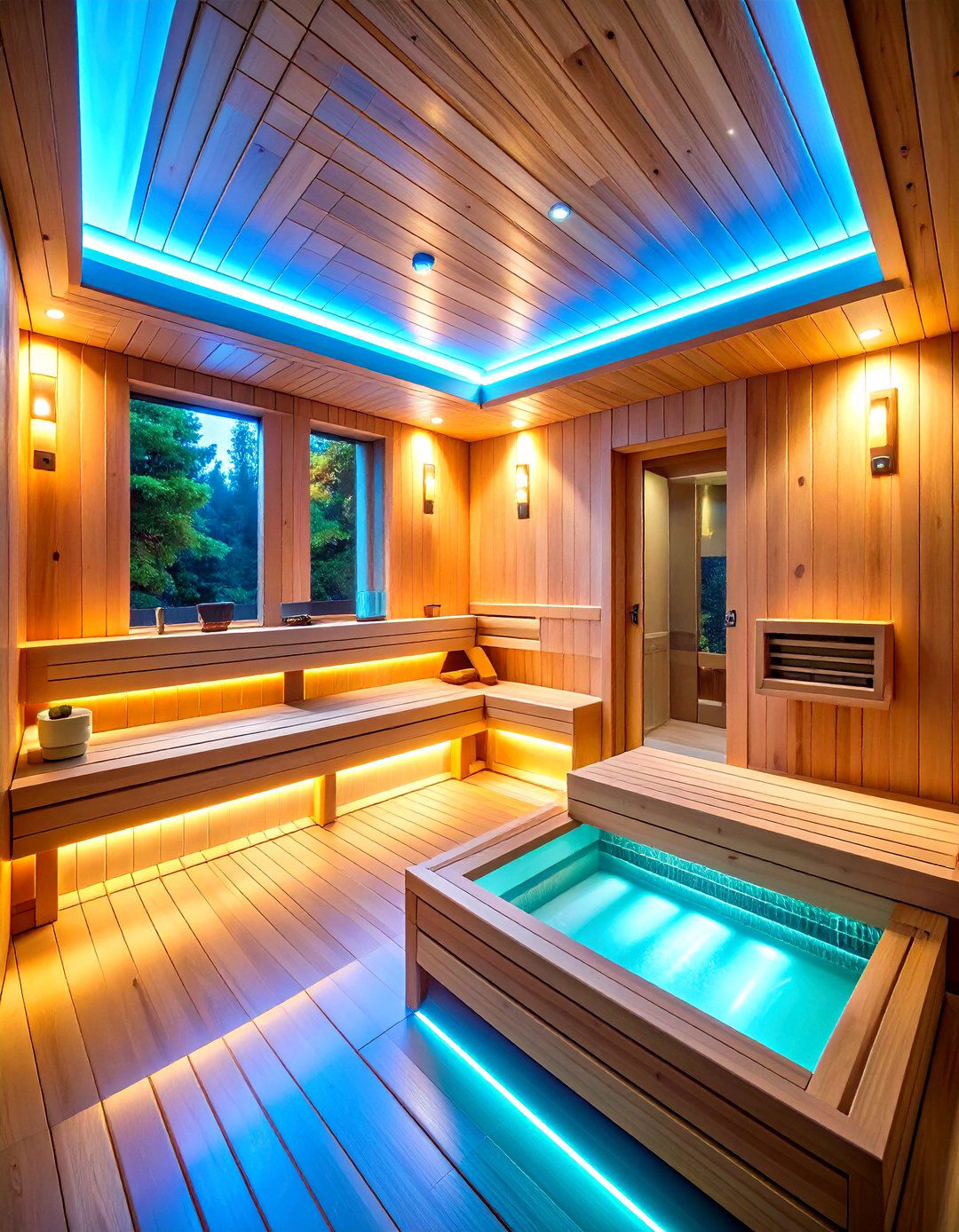 Infrared Sauna Room with Chromotherapy Lighting - 24 Spa Room Ideas