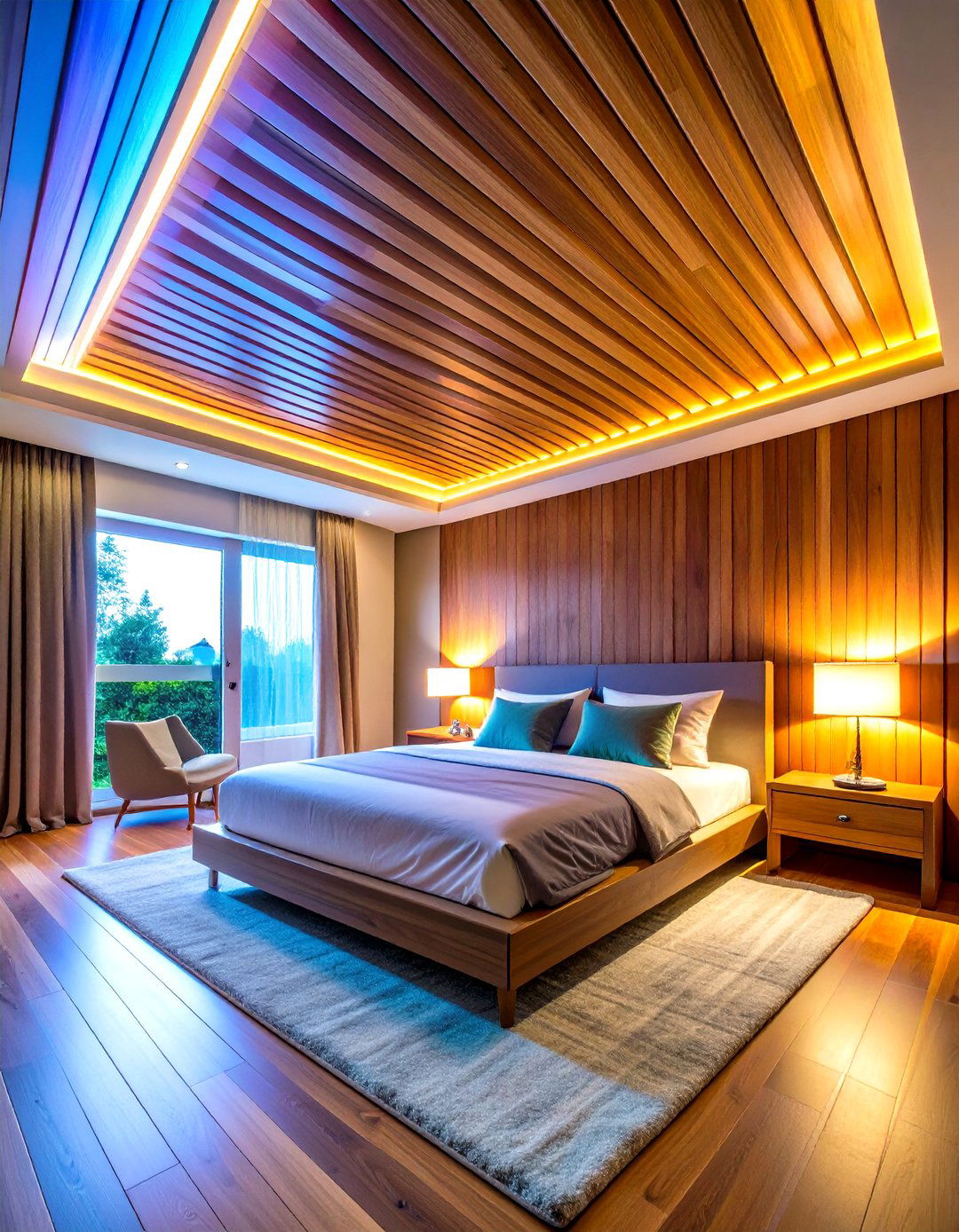 Integrated LED Lighting Strip Systems - 24 Wood Slat Ceiling Ideas