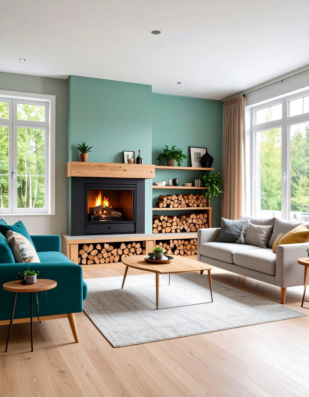 Integrated Log Storage Systems - 24 Scandinavian Fireplace Ideas